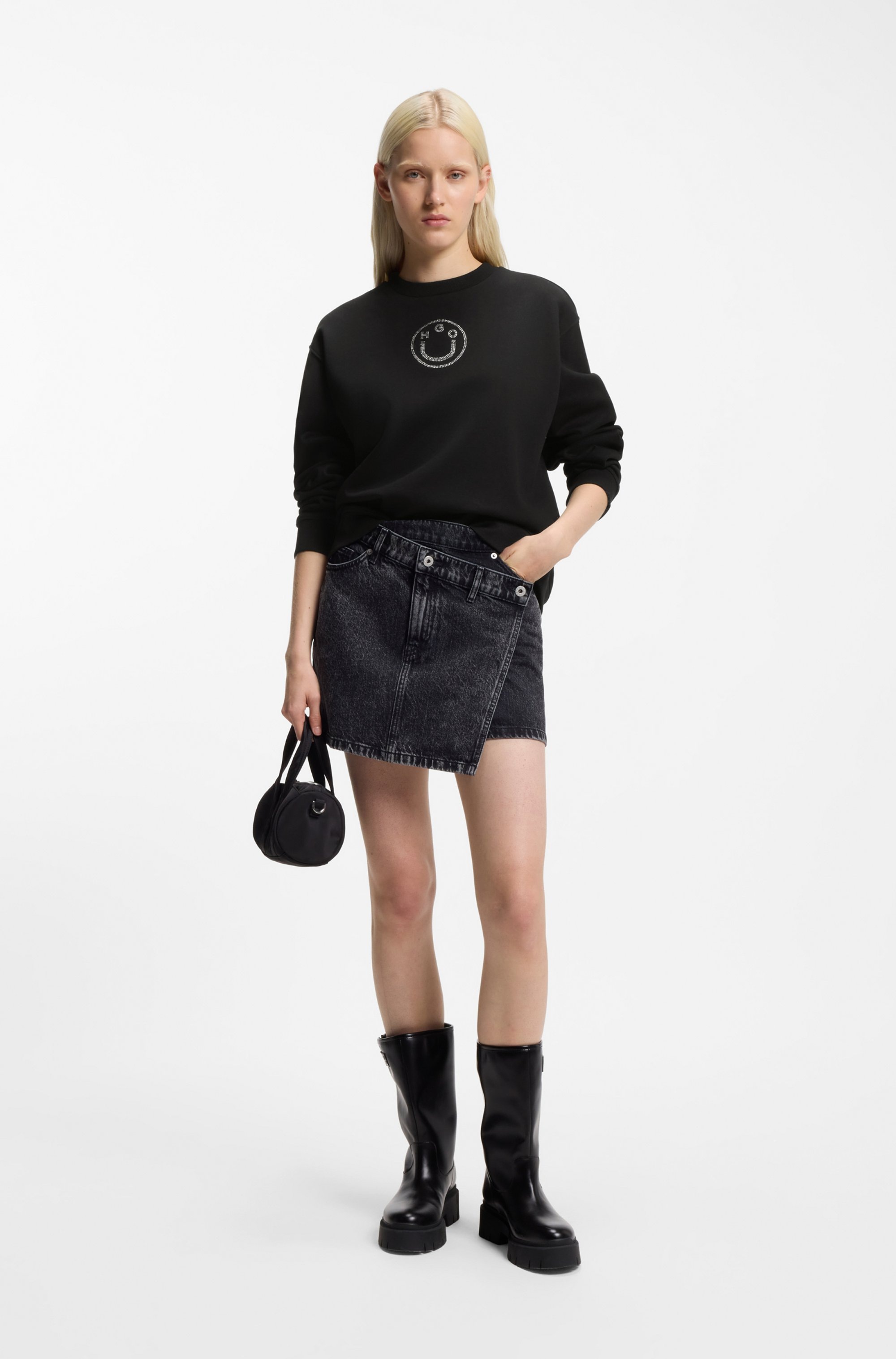 Thumbnail - HUGO Blue Sweatshirt "Classic Crew", Relaxed Fit, mit Strass-Steinen