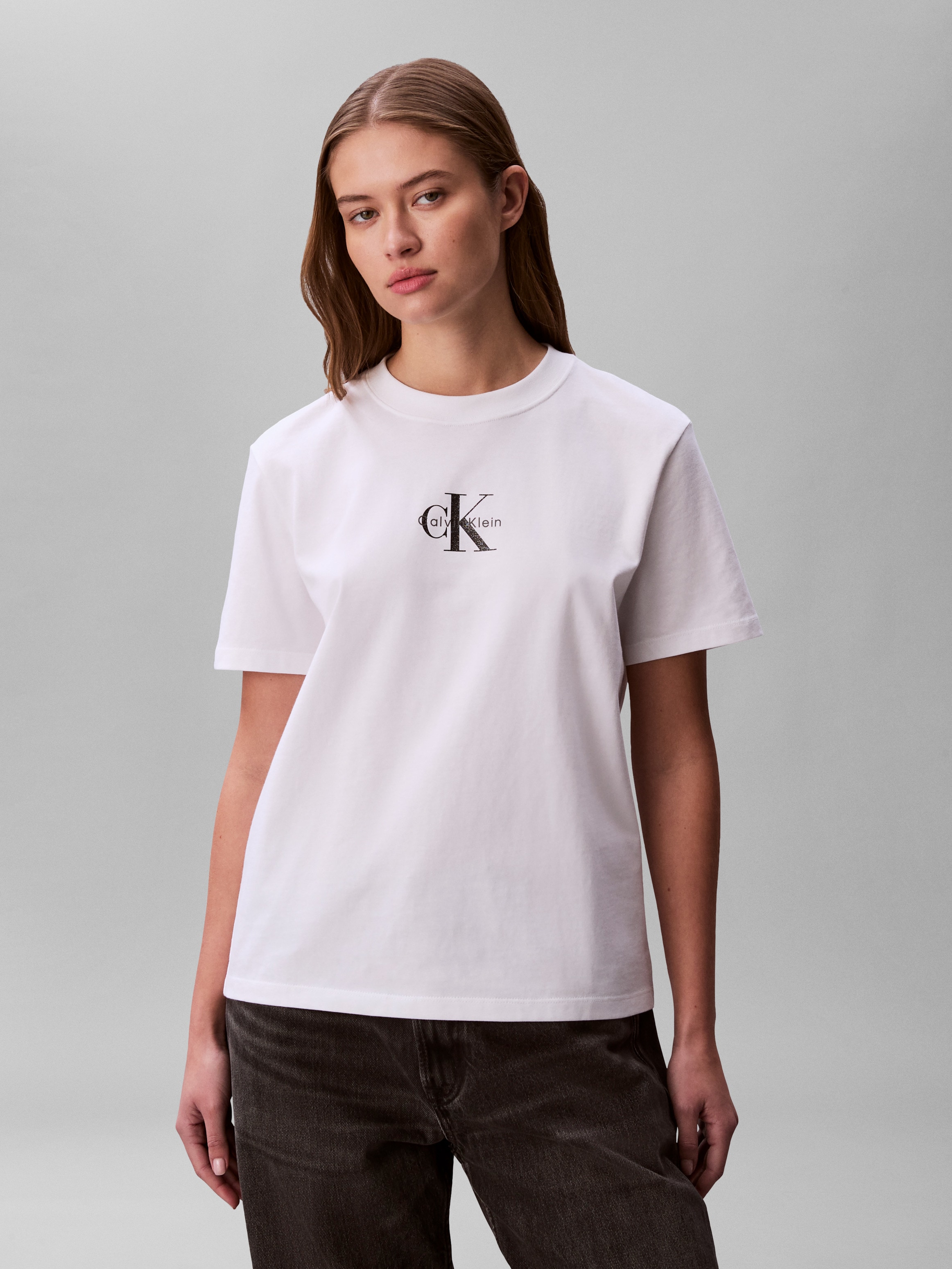 Calvin Klein Jeans Kurzarmshirt "SS 20s CLASSIC LOGO TEE" Mit Glitzer-Logo