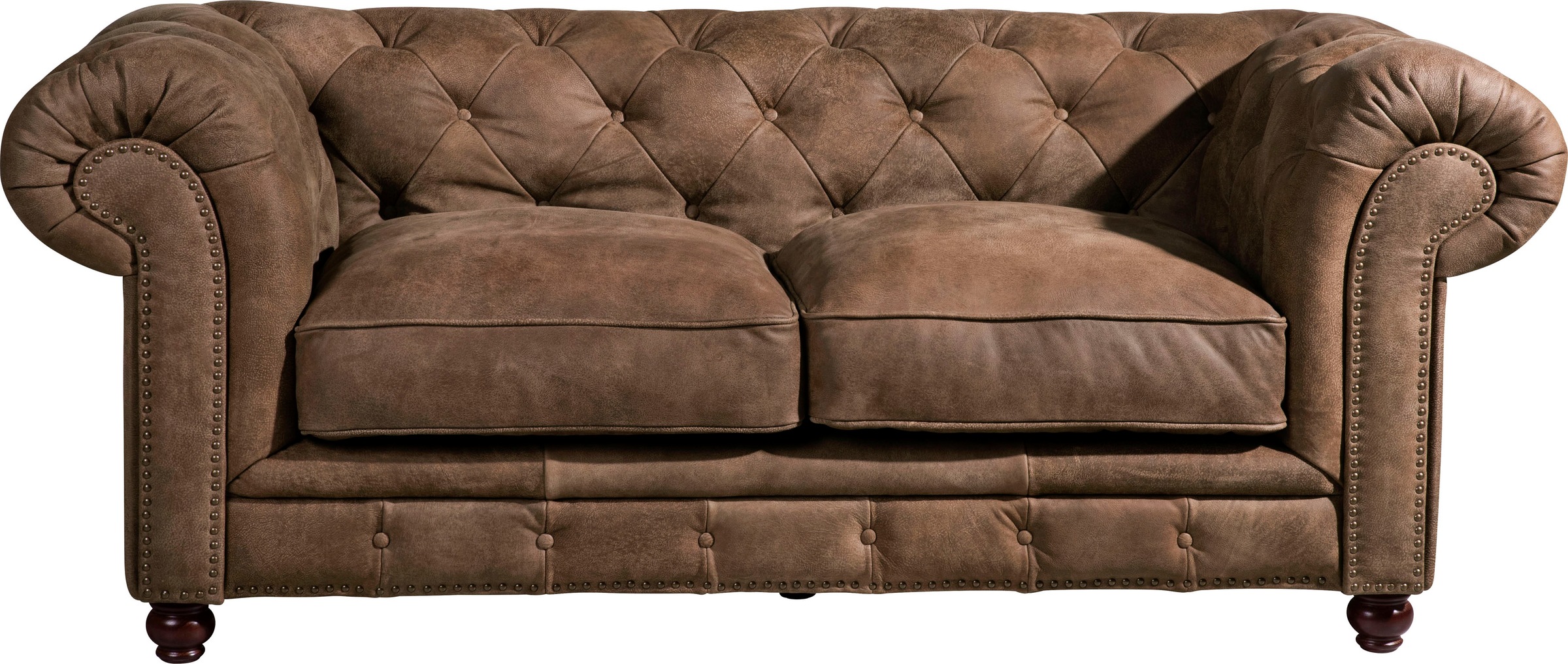 Max Winzer® Chesterfield-Sofa »Old England«, 2-Sitzer Ledersofa mit Knopfheftung & Ziernägeln, Breite 192 cm