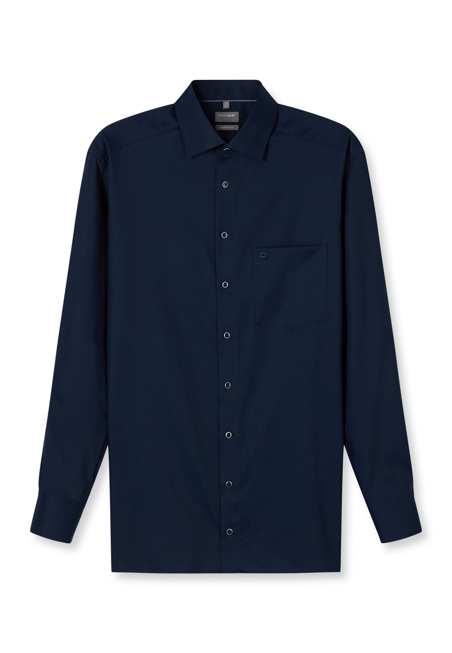 Businesshemd OLYMP "OLYMP Luxor, comfort fit, New Kent", Herren, Gr. 40, Normaler Arm, nachtblau, 100% Baumwolle, Hemden