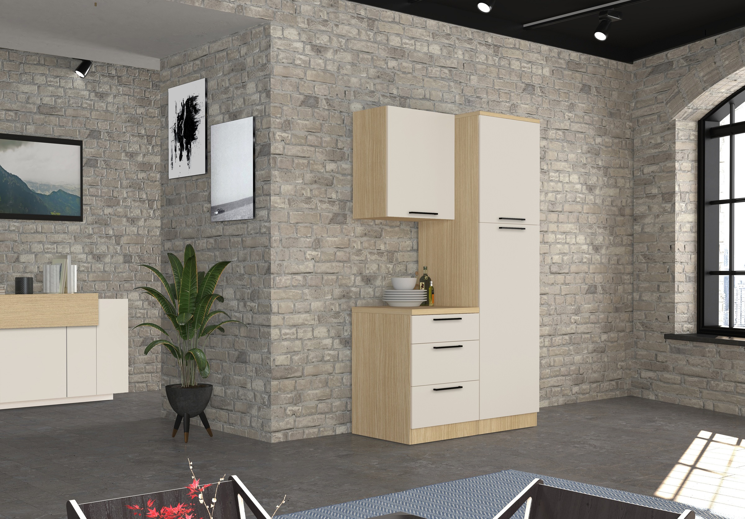 KOCHSTATION Unterschrank »Luna, Küchenunterschrank, Unterschrank mit Schubladen, Made in Italy« B/T/H: 60 × 60 × 85 cm, mit 3 Schubkästen, 3,5 cm starke Oberplatte