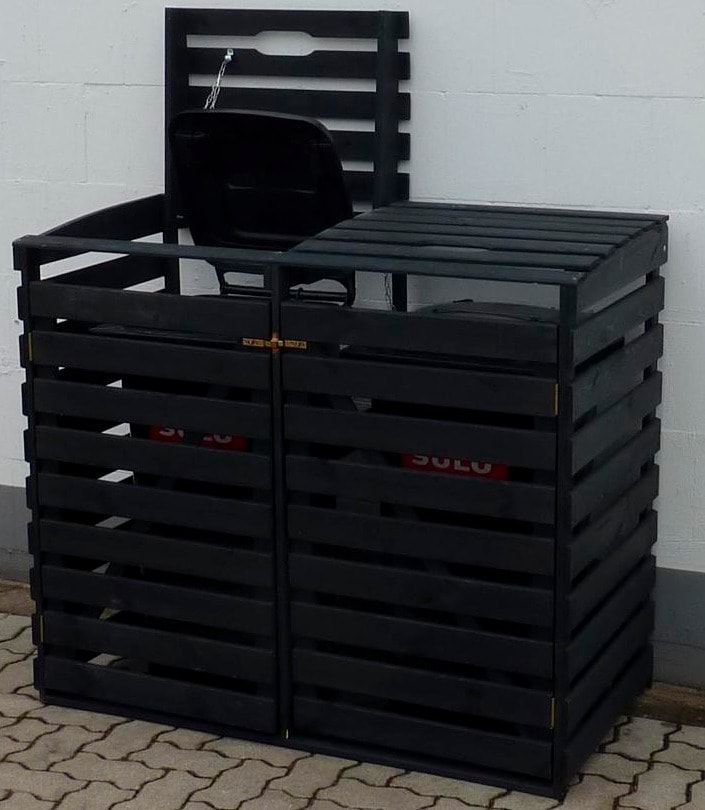 Mülltonnenbox, für 2x120 l aus Holz, BxTxH: 130x63x111 cm