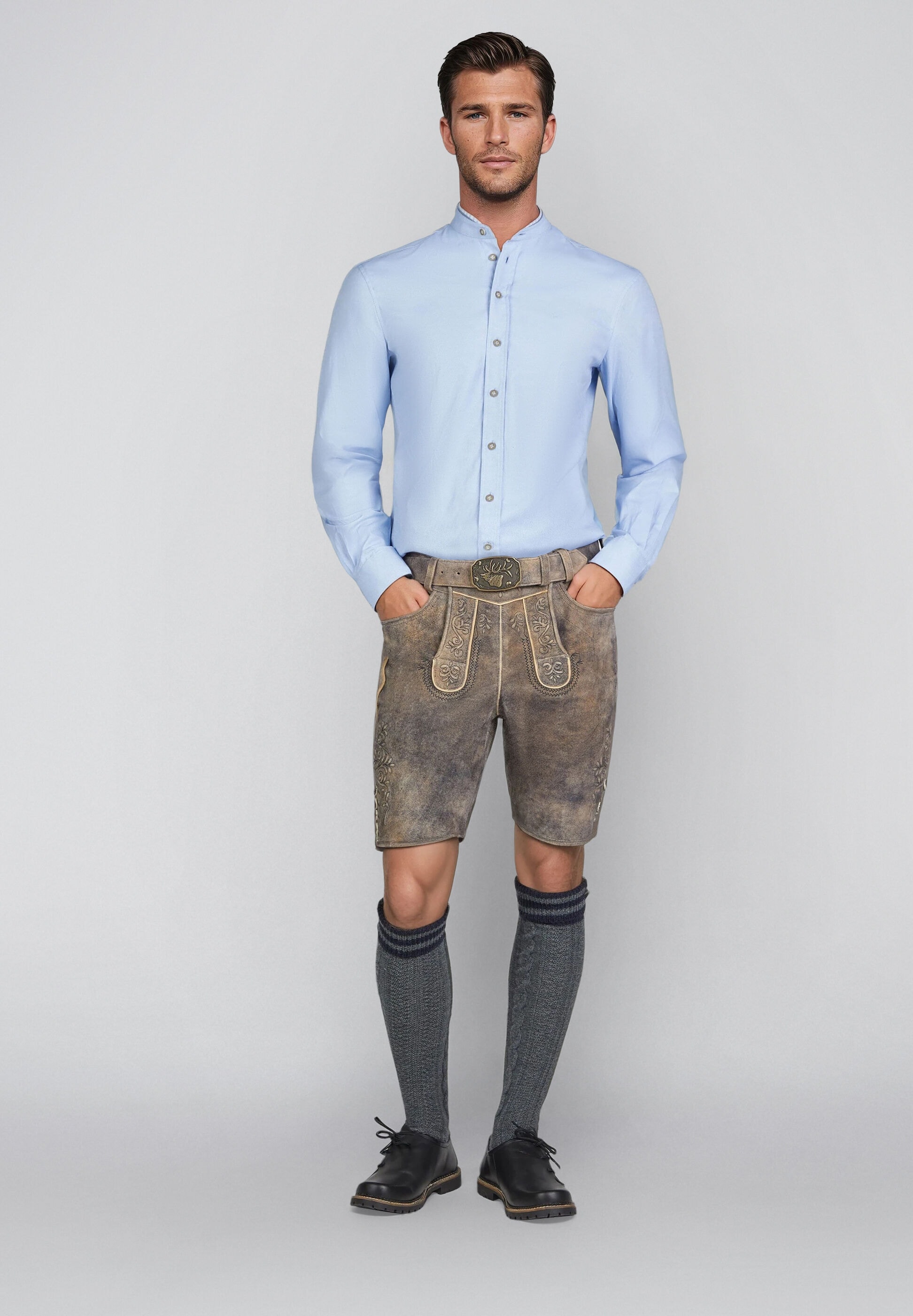 Spieth & Wensky Lederhose »Heribert«  45 cm, Knöpfe am Beinabschluss