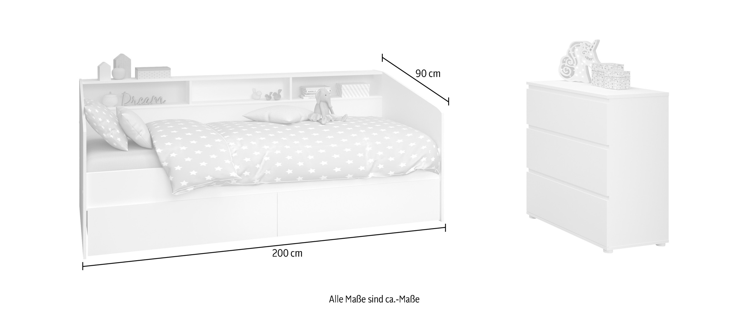 Parisot Jugendzimmer-Set »Sleep 15« bestehend aus Stauraumbett  Kommode mit 3 Schubladen