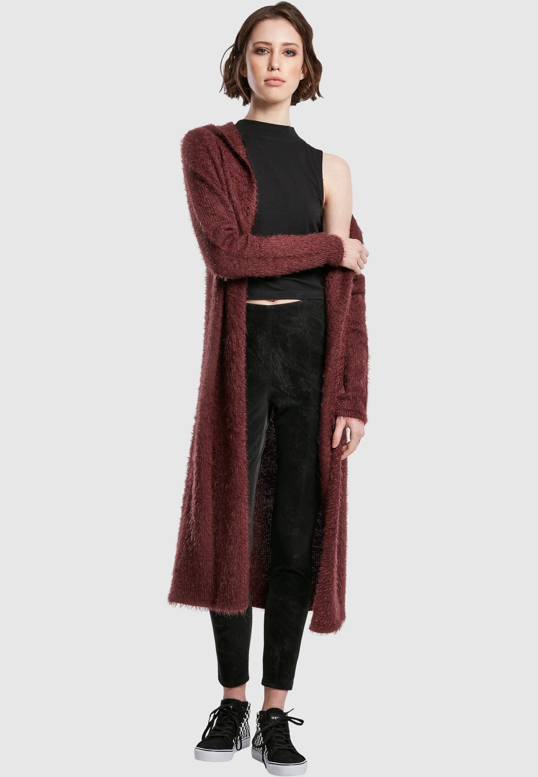 URBAN CLASSICS Strickjacke »Urban Classics Damen Ladies Hooded Feather Cardigan«
