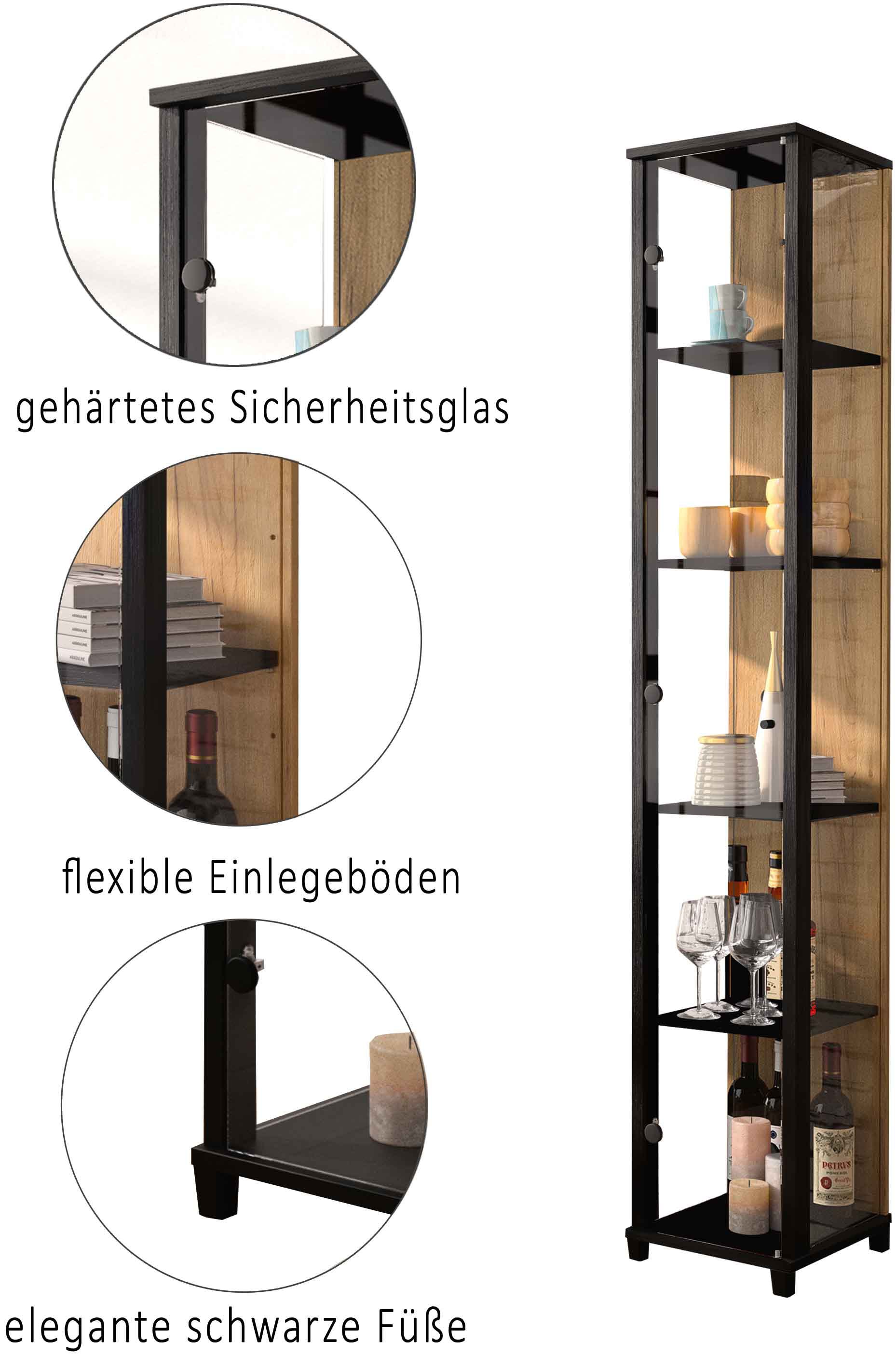 fif möbel Vitrine »OPTIMA«, Standvitrine, Vitrinenschrank, Glasvitrine, Sammlervitrine