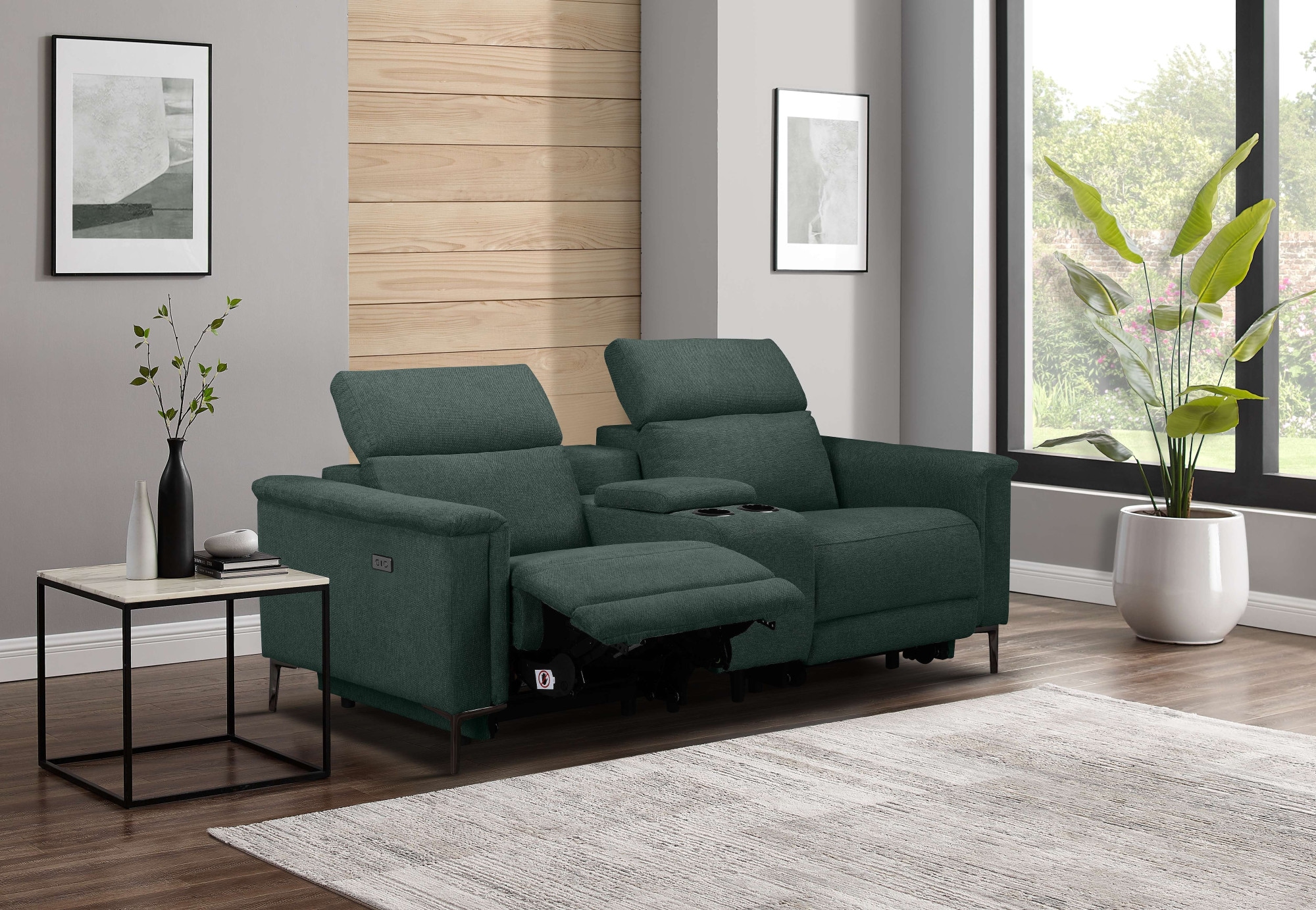 OTTO home 2-Sitzer "LUND, Struktur, Kinosofa, Relaxfunktion, TV-Sessel, man./elektrisch" Kopfteilverstellung, Getränkefachhalter, Staufach, wahlweise USB A/C