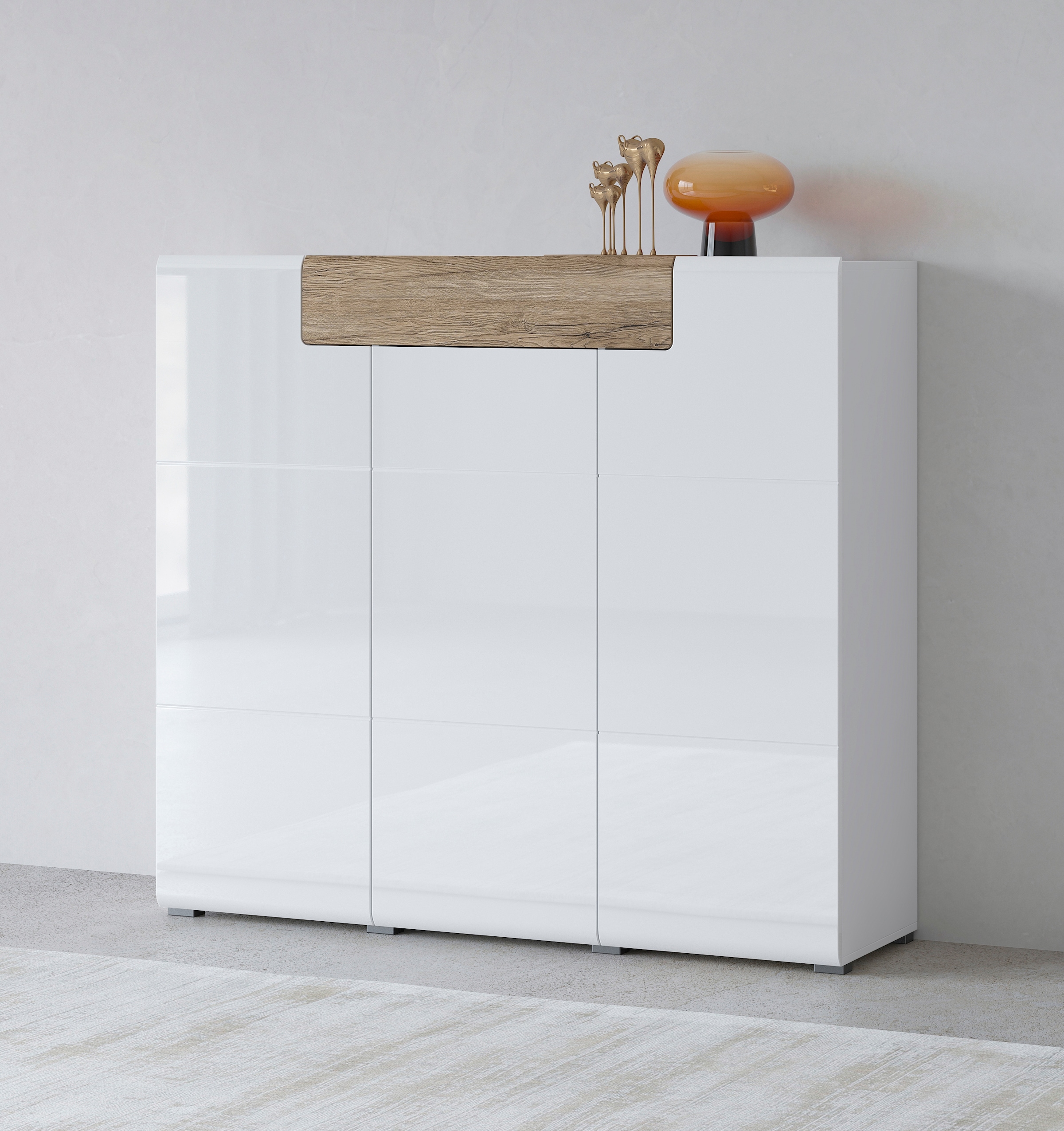 INOSIGN Highboard »Toledo,Breite 147,5 cm,trendige Hochkommode mit 3 Türen 1SK«, Hochschrank mit viel Stauraum, stylische Hochglanzfronten