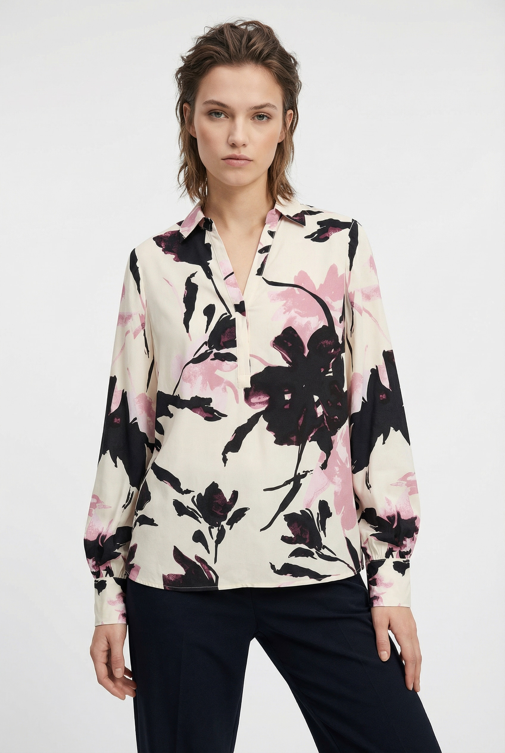 soyaconcept Druckbluse "SC-BENE 2" aus Viskose, Regular Fit, Langarm, mit Blusenkragen, pflegeleicht