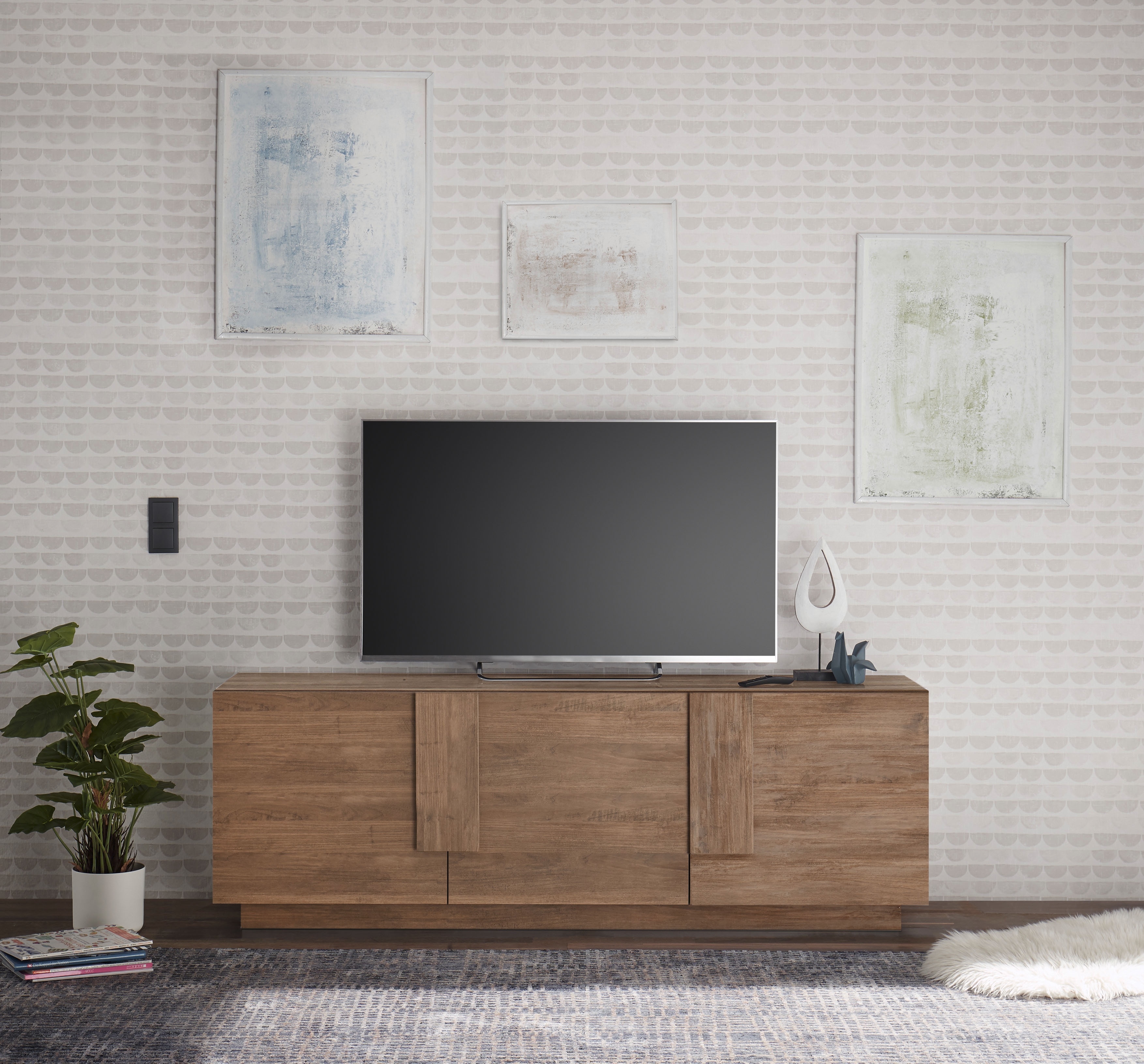 Home affaire Lowboard "Jupiter, Breite 181 cm, TV-Board 3 Türen - Soft Closing, TV-Schrank," Medienkommode, moderne Griffblende, FSC, cleveres Stauraumkonzept