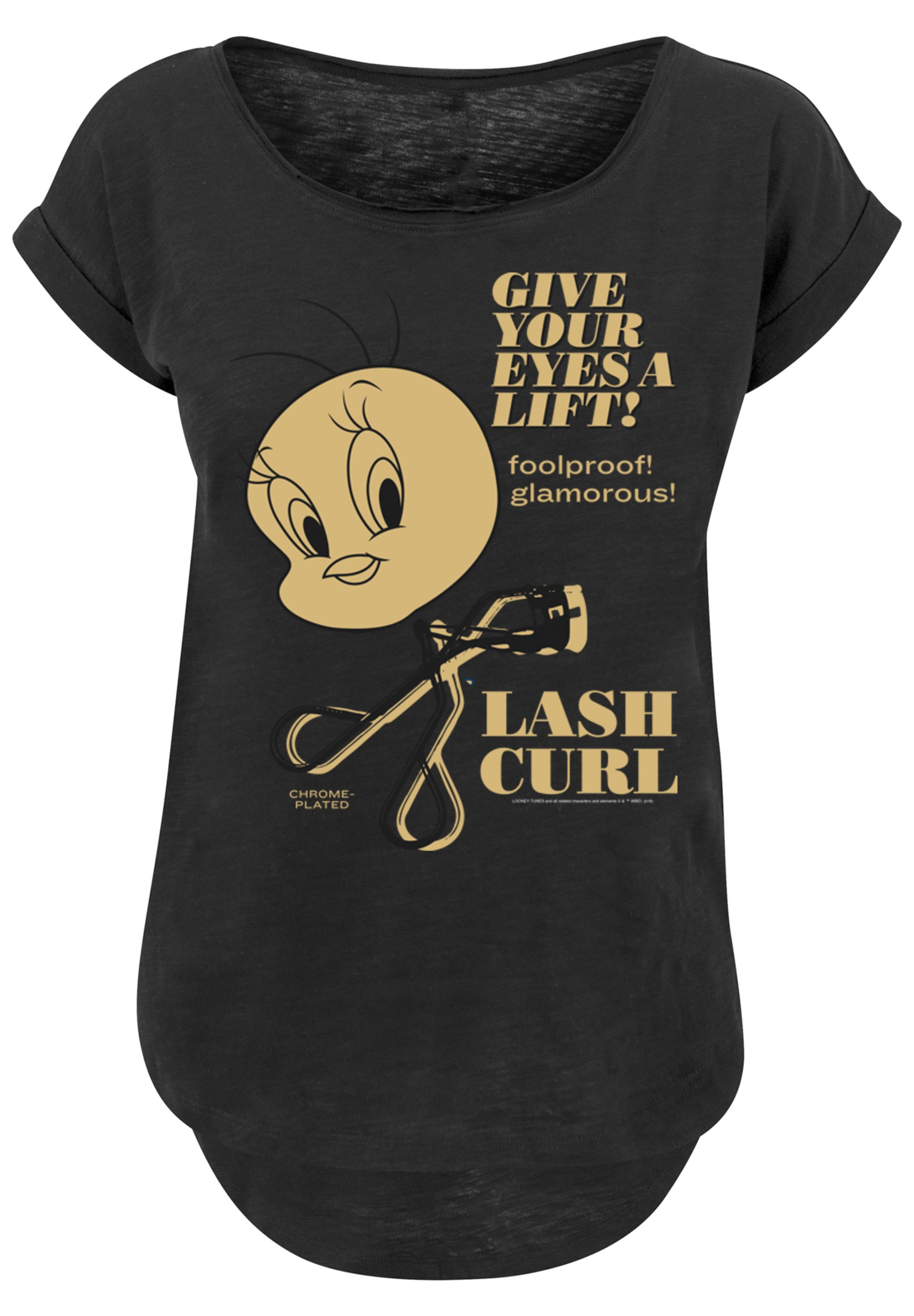 F4NT4STIC Kurzarmshirt »Damen Tweety Lash Curls with Ladies Long Slub Tee«,  (1 tlg.) kaufen | BAUR | T-Shirts