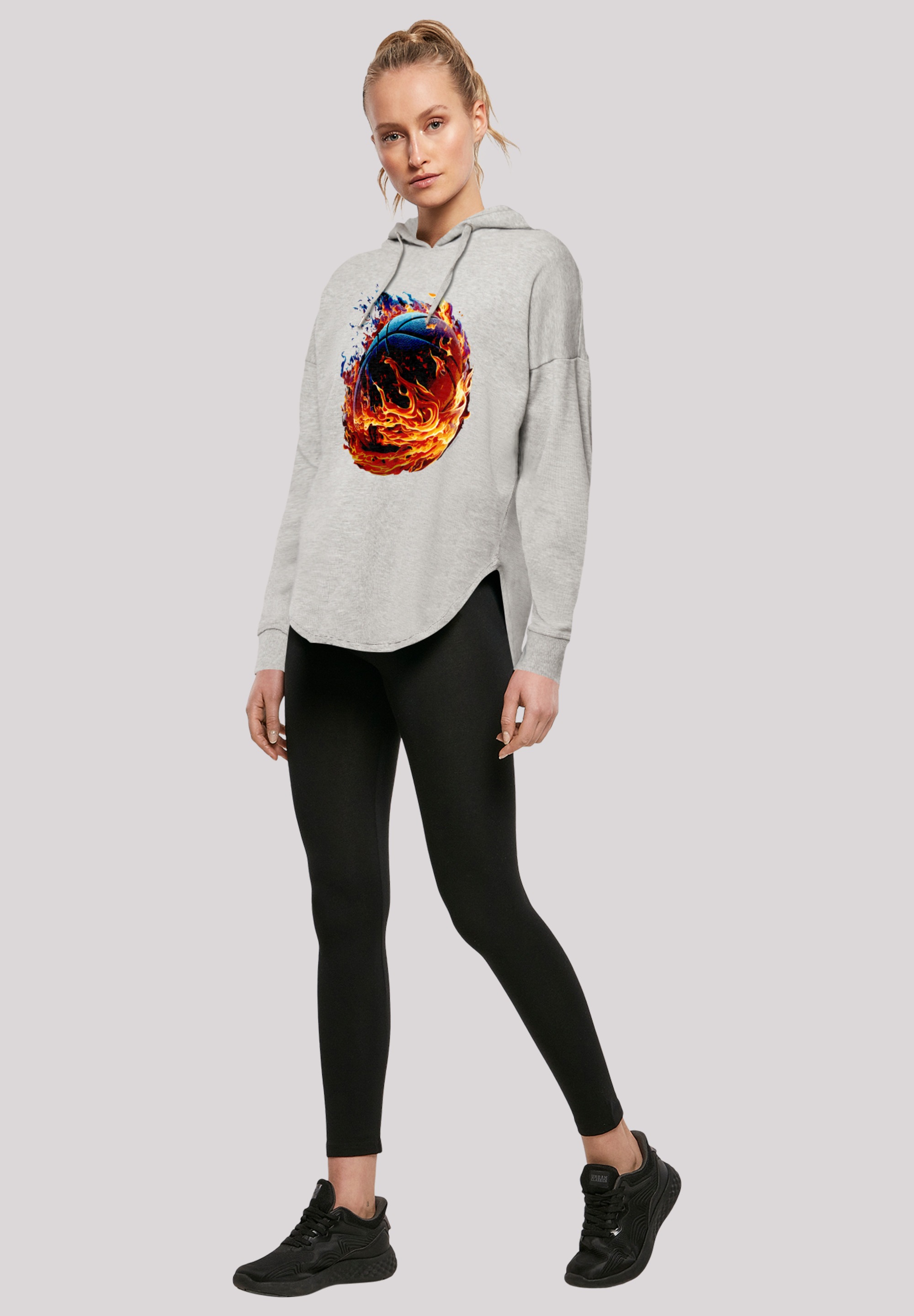 F4NT4STIC Kapuzenpullover »Basketball On Fire Sport OVERSIZE HOODIE« Print