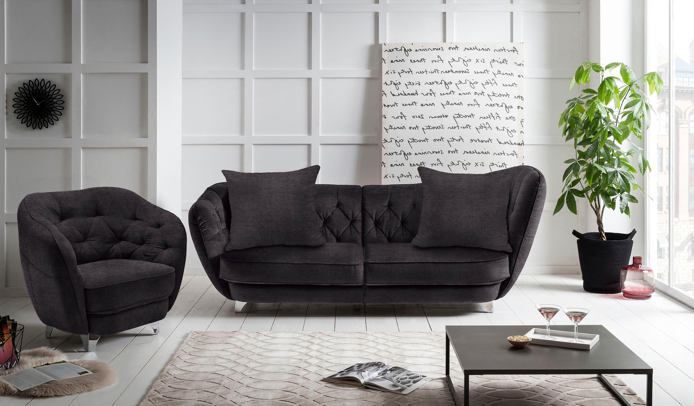 Leonique Big-Sofa »Retro«, stylischer Hochlehner