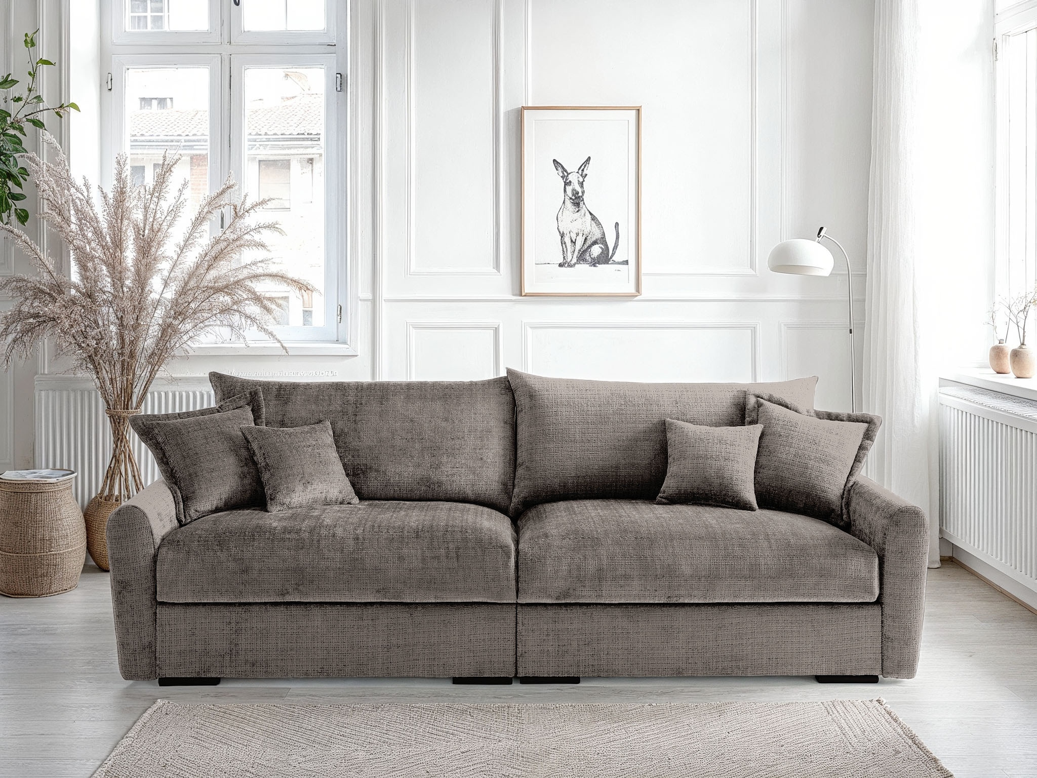 Home affaire "Finca XL, B: 190 cm" 4 Zierkissen, Mega-Sofa, in Cord oder Chenille-Struktur, Federkern