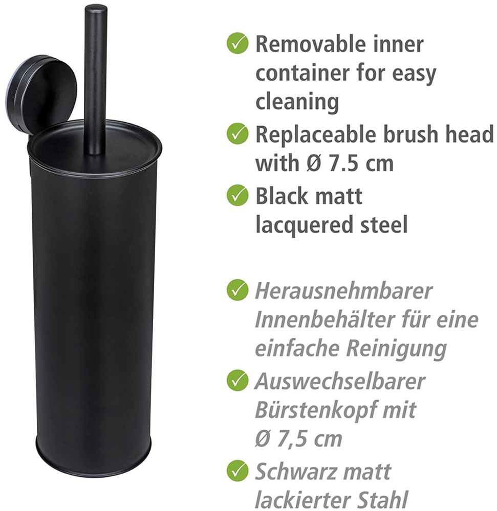 WENKO WC-Garnitur »Static-Loc® Modell Plus Pavia«, aus Edelstahl-Polypropylen-Kunststoff, geschlossener WC-Bürstenhalter zur Wandbefestigung ohne Bohren