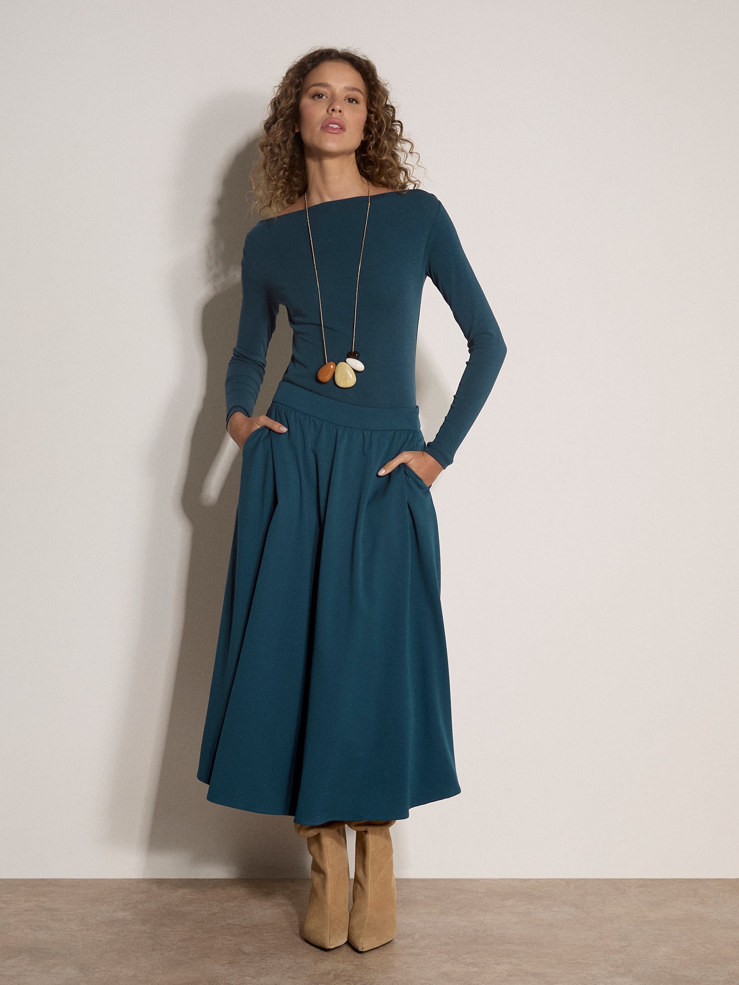 Apricot Midirock »Wadenlanger A-Linien Rock« aus gebürstetem Twill