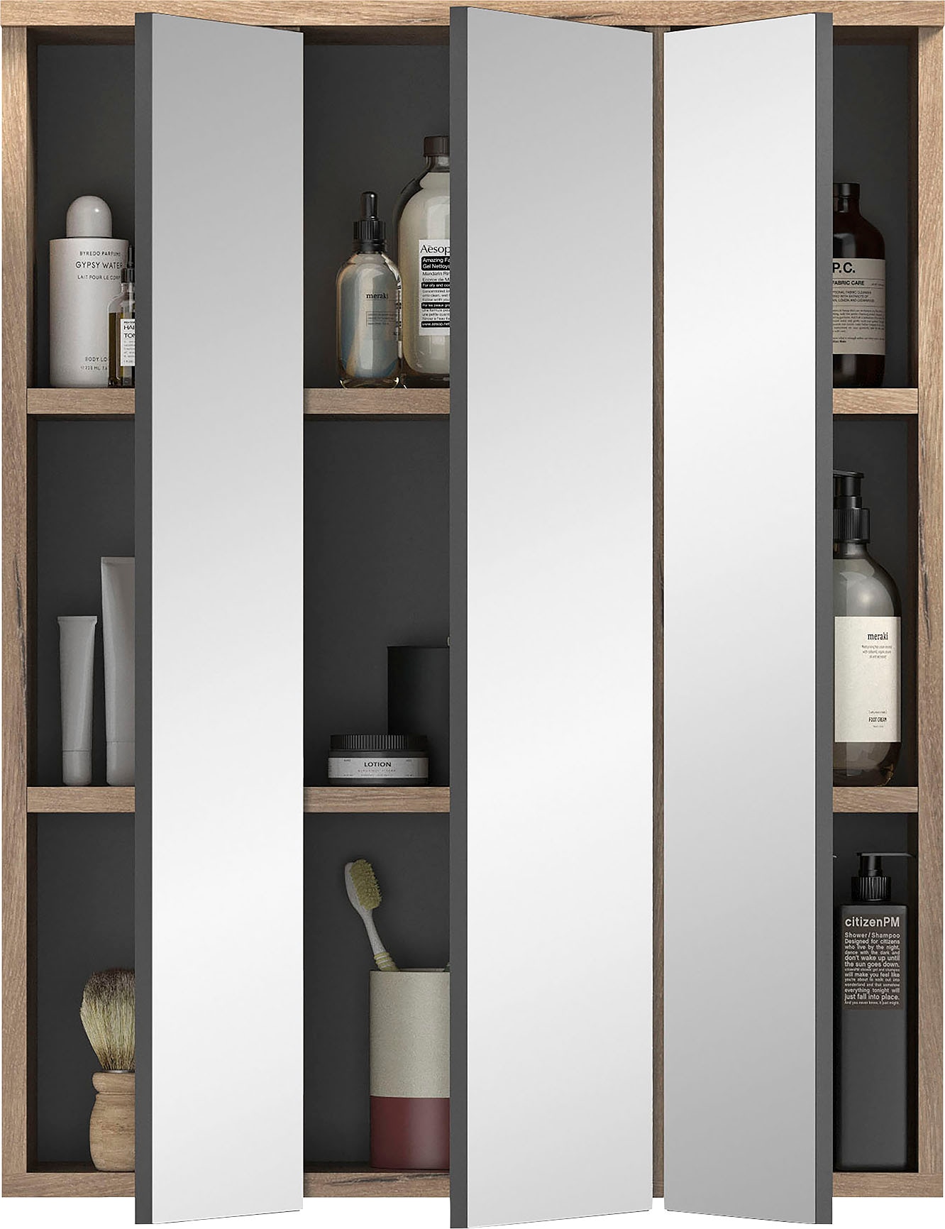 INOSIGN Badezimmerspiegelschrank »Riga, Breite 60cm, 3 Spiegeltüren, 9 Fächer, 6 Einlegeböden«, Badmöbel, Badschrank, Schrank, Wandschrank, Bad, Badezimmer