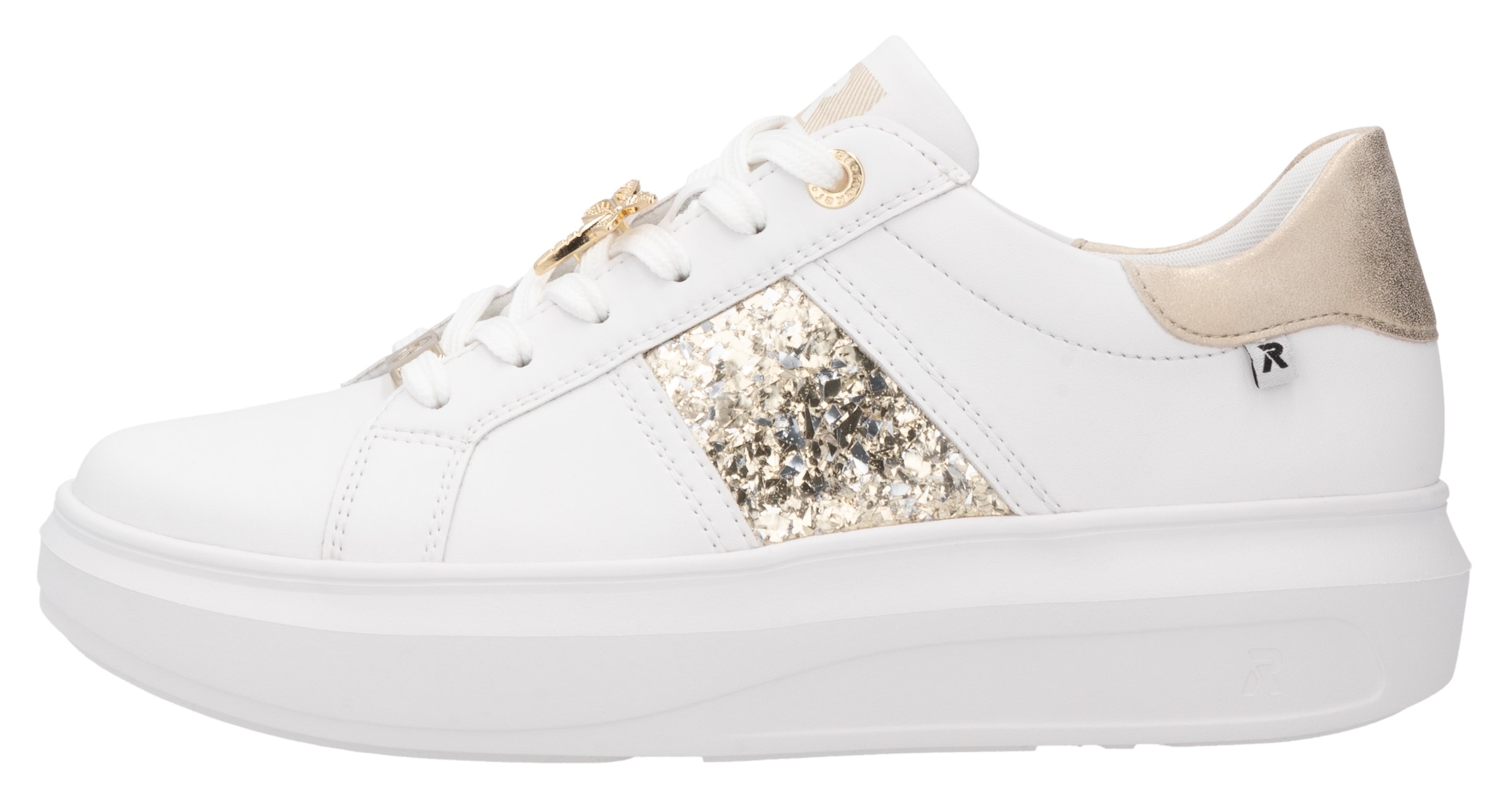 RIEKER Sport Plateausneaker, mit stylischen Metallic-Details, Freizeitschuh, Halbschuh, Schnürschuh