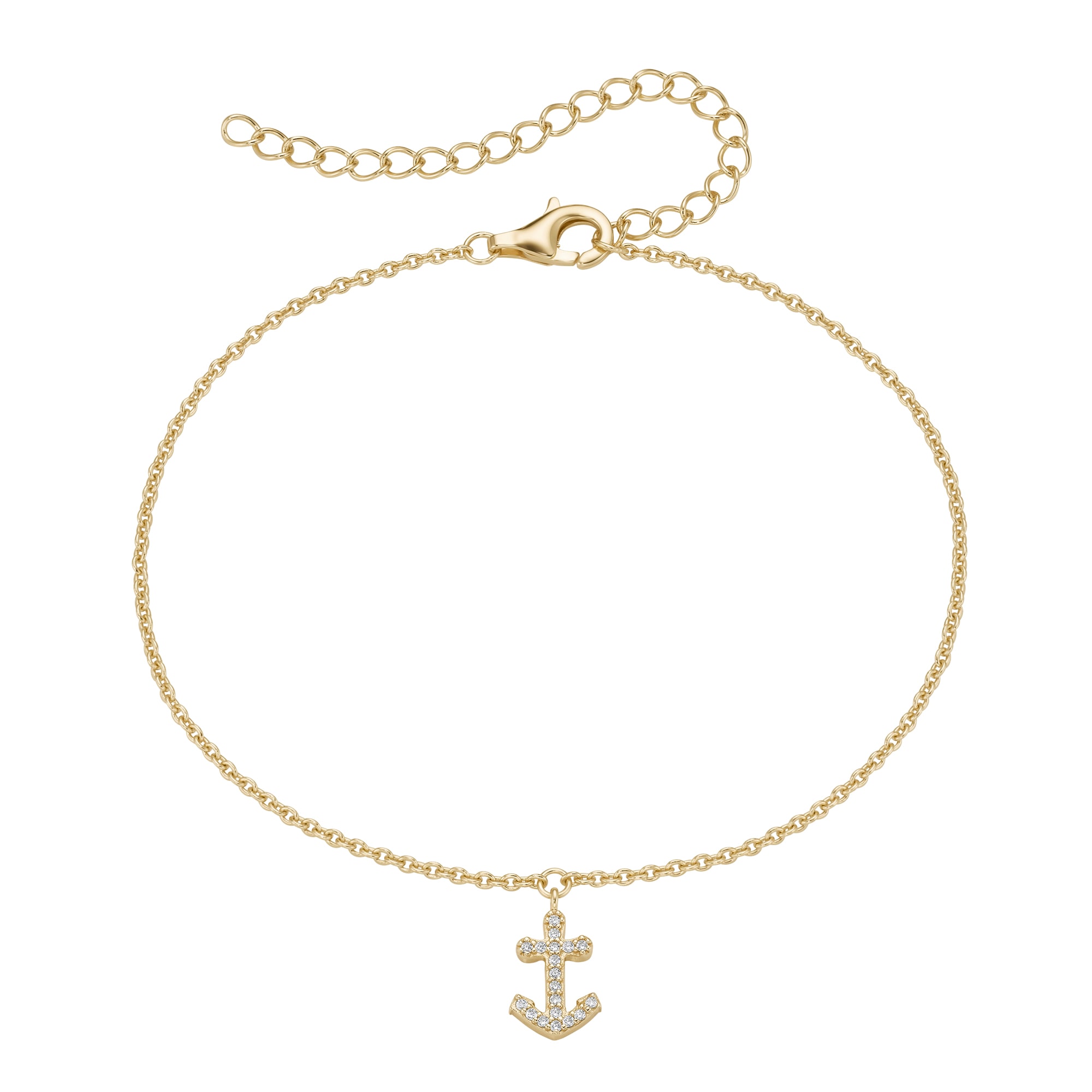 Firetti Fußkette mit Anhänger »Schmuck Geschenk Silber 925 Körperschmuck Ankerkette Anhänger Anker« mit Zirkonia (synth.)