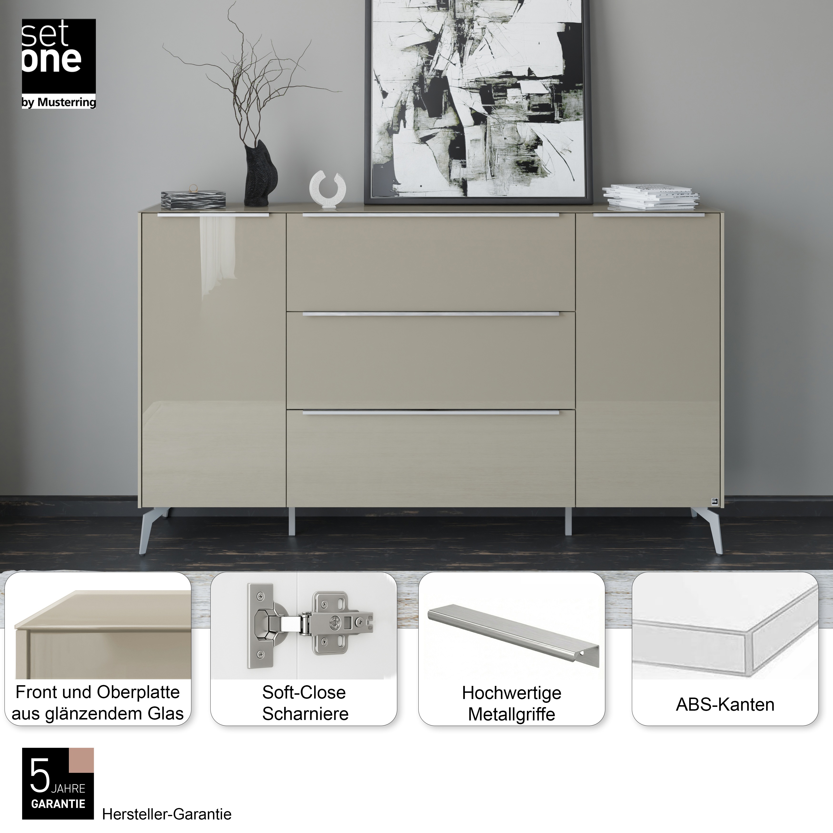 Thumbnail - set one by Musterring Sideboard "Reno" 1 Stk. tlg. Mit Winkelfuß in diversen Farben, 109 cm Höhe & Farbauswahl
