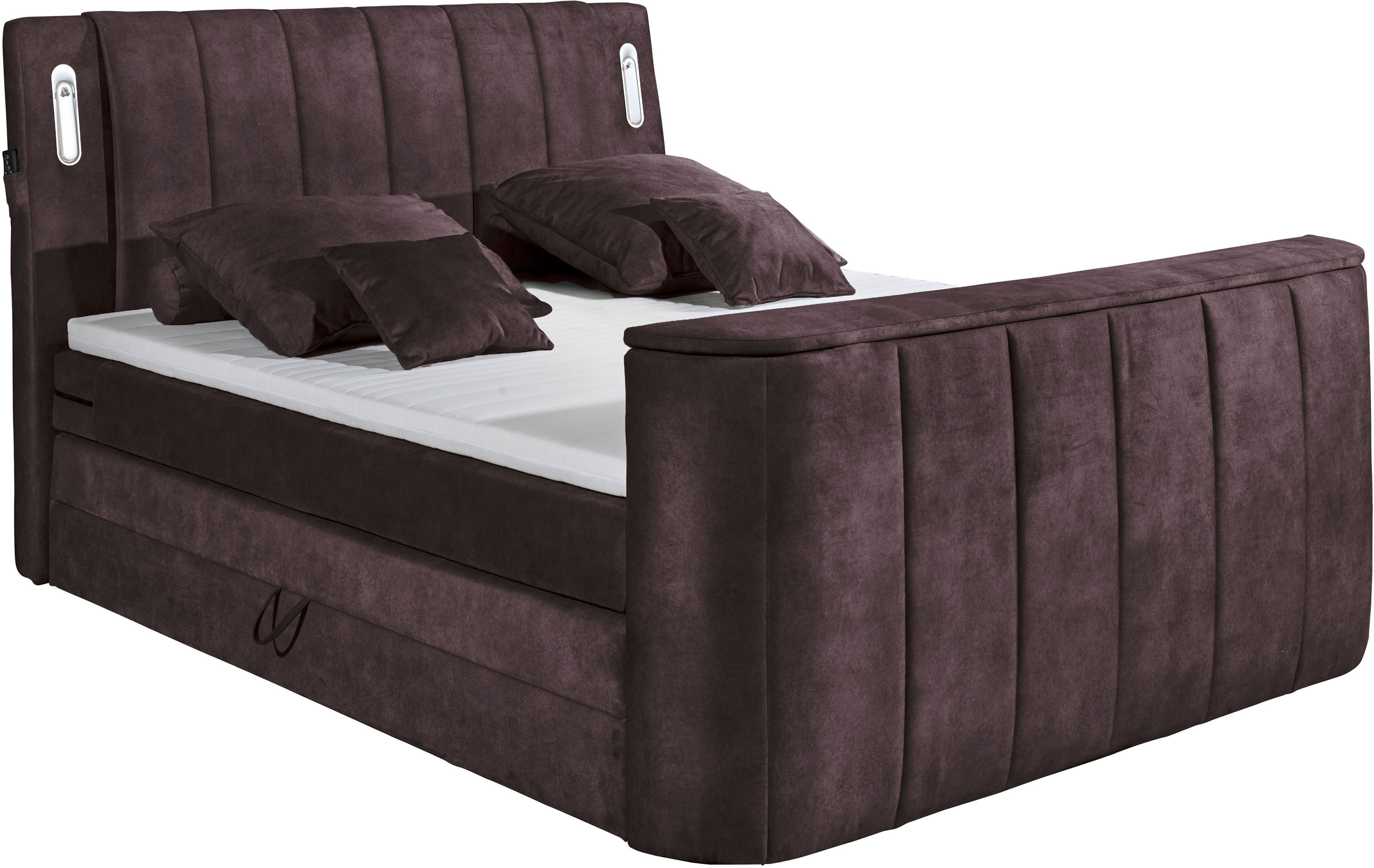 Thumbnail - ED EXCITING DESIGN Boxspringbett "Dallas" 7 tlg. inkl. Topper, LED-Beleuchtung, TV Halterung und zwei Bettkästen
