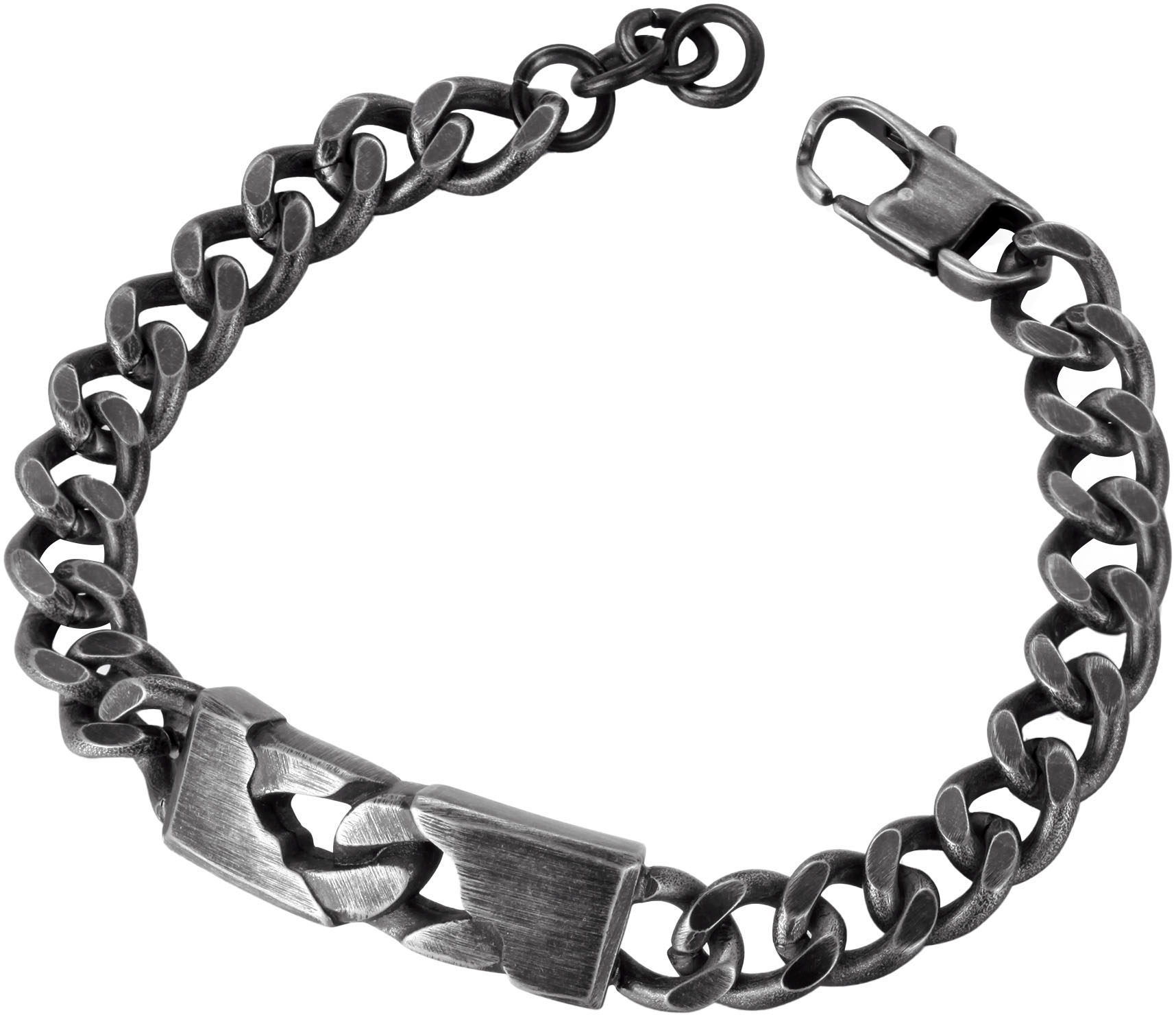 FIRETTI Kinder Armband "Schmuck Geschenk Edelstahl Armschmuck Armkette Panzerkette Vintage", 23cm, Edelstahl, schwarz, Edelstahl, Armbänder