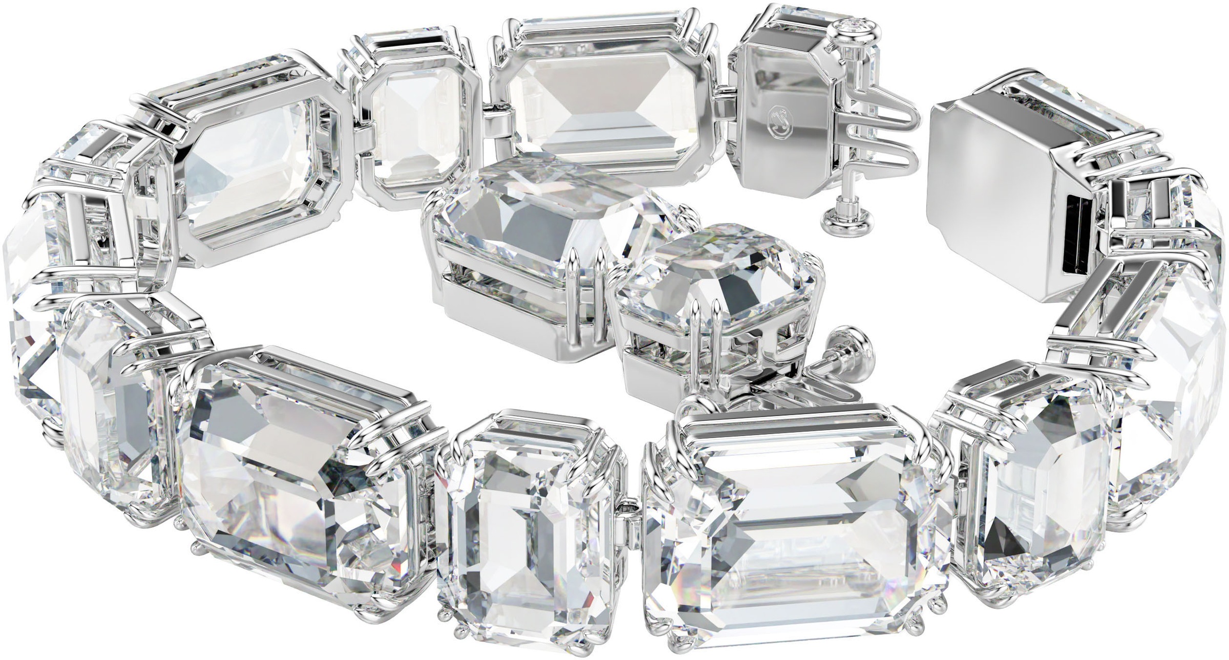 Armband SWAROVSKI "Schmuck Geschenk Millenia Tennis Armkette", silber (metallfarben, kristallweiß, kristallweiß), Armbänder, Damen, Metall, Armband, mit Swarovski Kristall 2