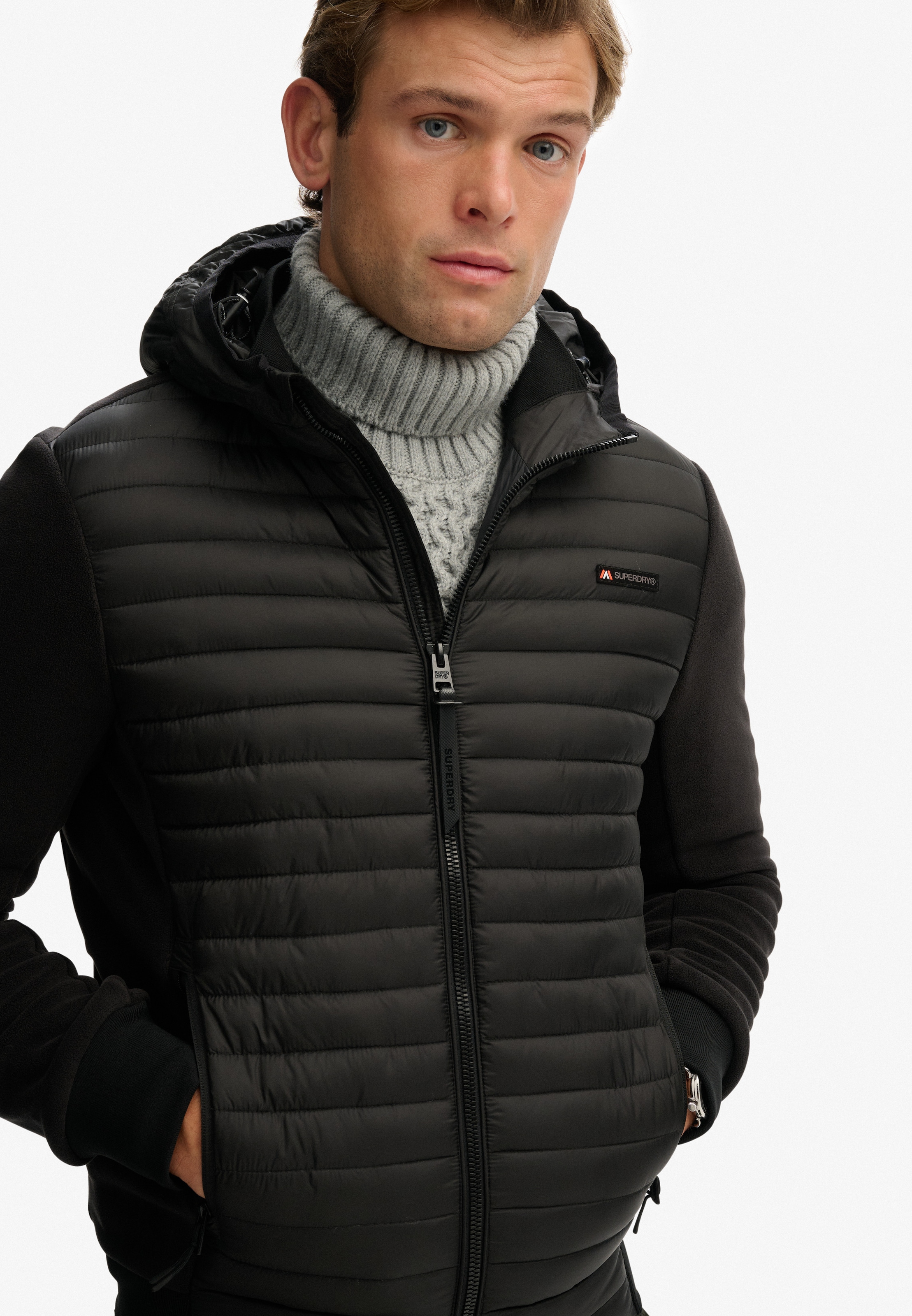 Superdry Steppjacke »HOOD STORM FLEECE HYBRID JKT«, mit Kapuze