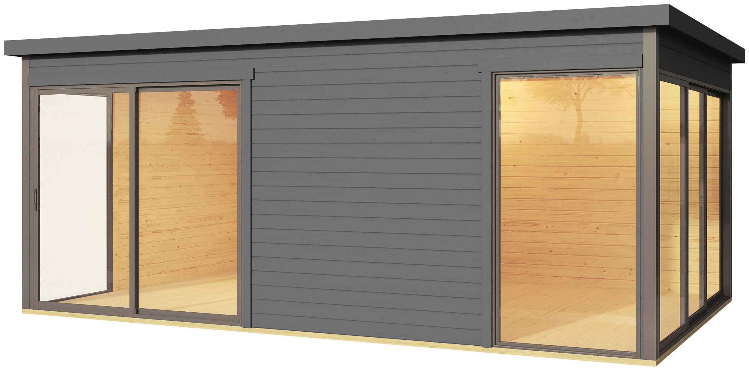 LASITA MAJA Gartenhaus "DOMEO 3 CARBONGRAU/ANTHRAZIT" 2-Raum, Fundamentmass günstig online kaufen