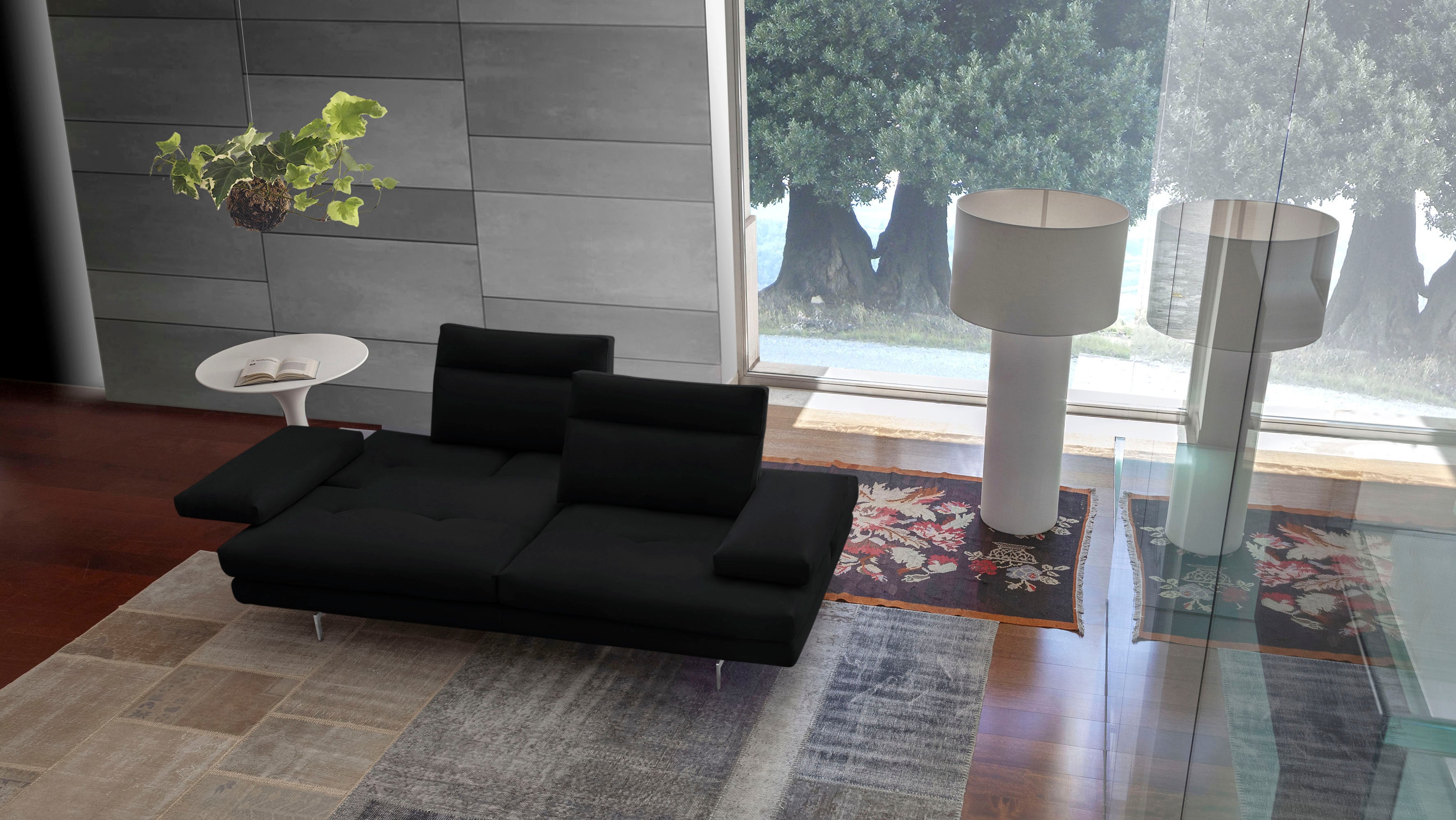 CALIA ITALIA 3,5-Sitzer "Toby Wing, 228 cm breit, Designsofa mit erstklassigem Sitzkomfort" inklusive Sitztiefenverstellung, Füße in Chrom glänzend