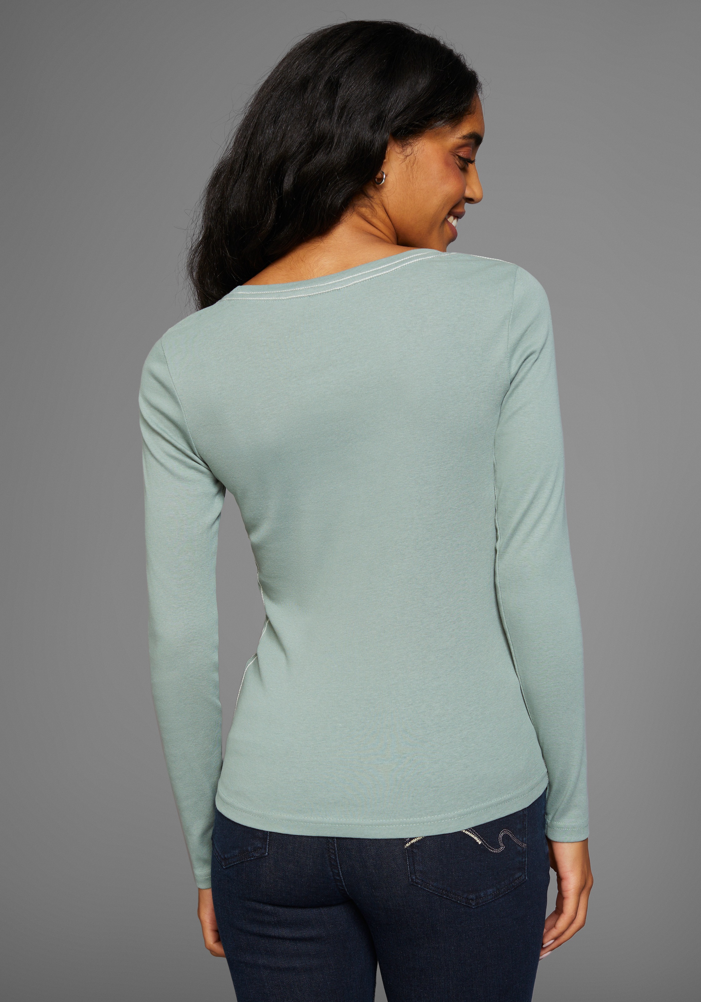 Thumbnail - KangaROOS Langarmshirt Packung, 2er-Pack, 2 Stk. Langarm, unifarben oder meliert, Rundhalsausschnitt