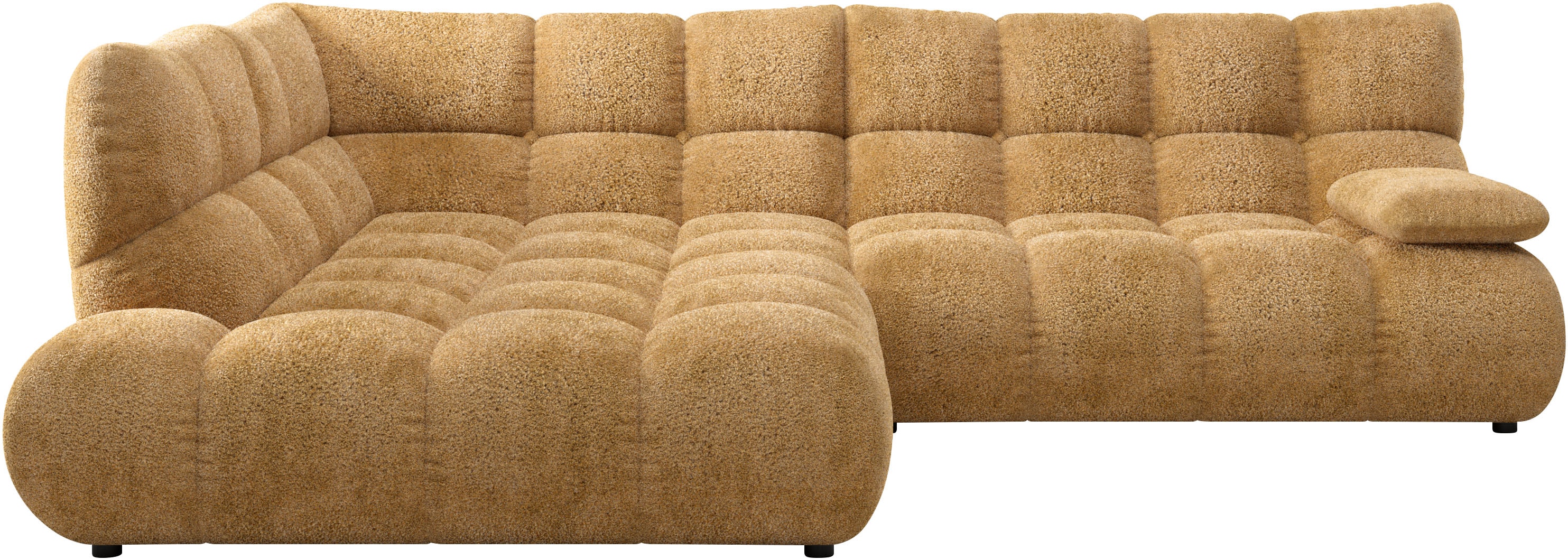 Home affaire Ecksofa "Cozy Bubble, mit klappbarer Armlehne, Breite 289 cm" mit eleganter Steppung, Rundumbezug & weicher Polsterung