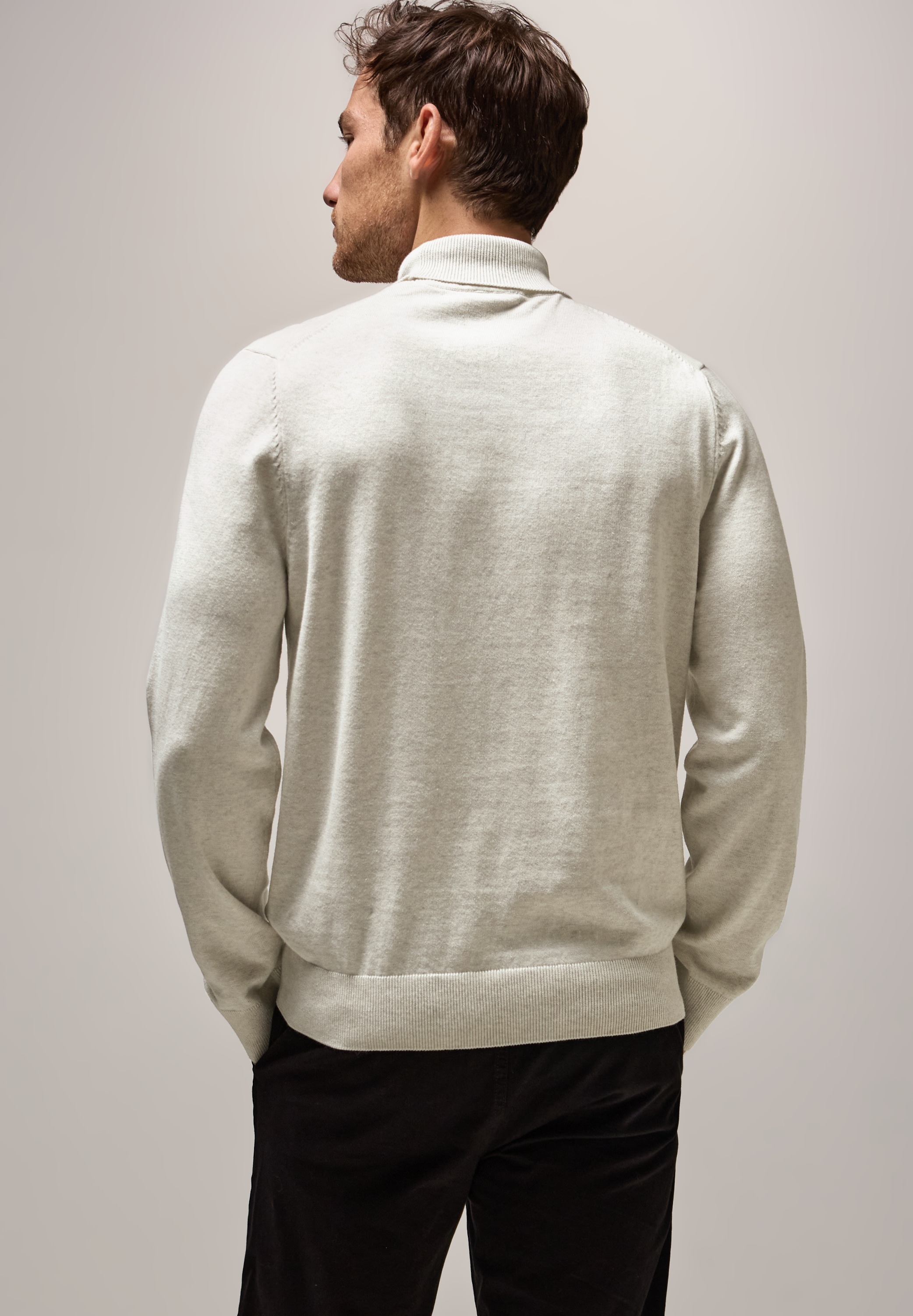 STREET ONE MEN Rollkragenpullover, aus reiner Baumwolle