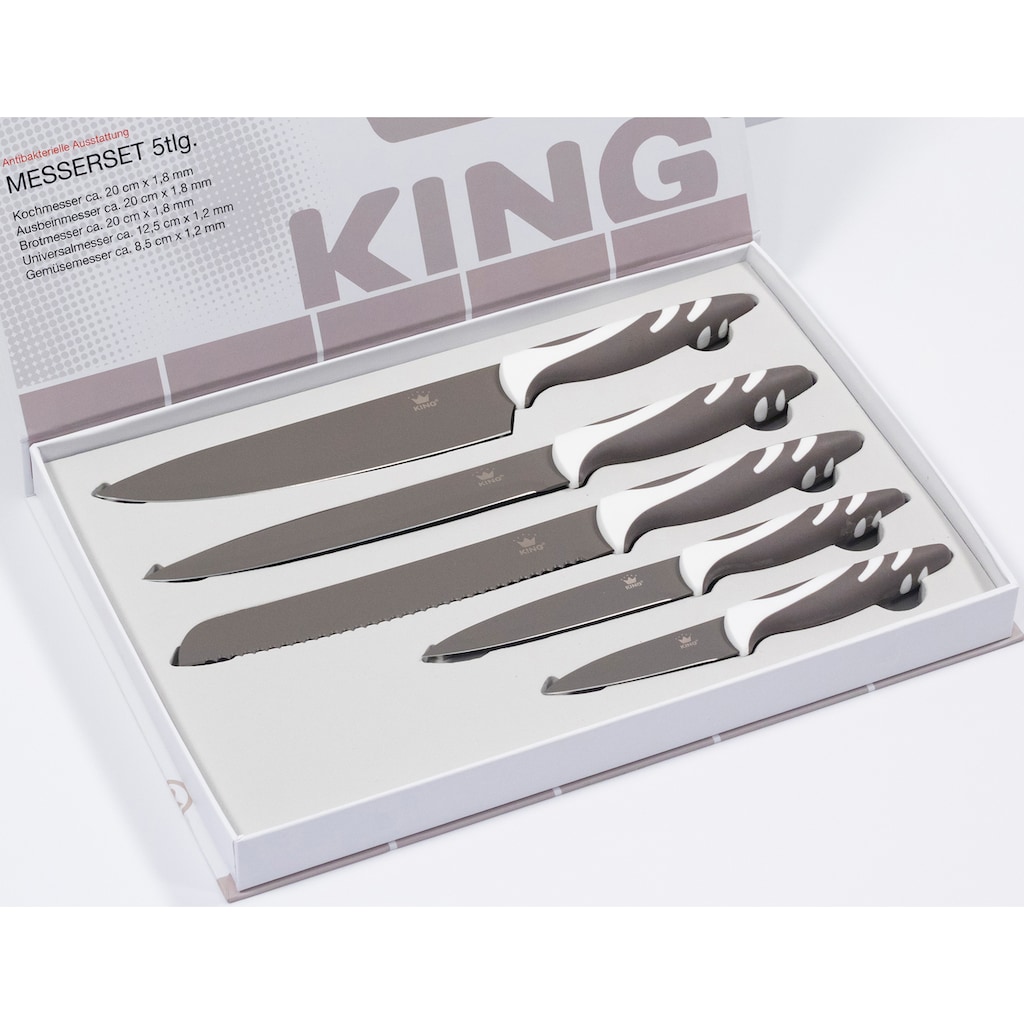 KING Messer-Set, (Set, 5 tlg.), Mit beschichteten Klingen