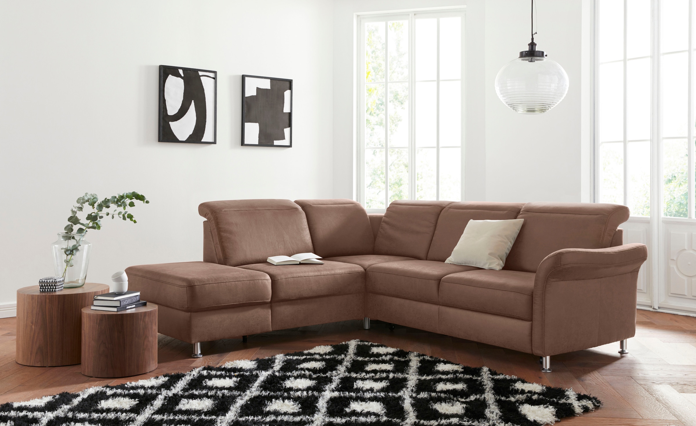 sit&more Ecksofa "Darwin L-Form" inklusive Federkern, wahlweise mit Kopfteilverstellung, Schlaffunktion