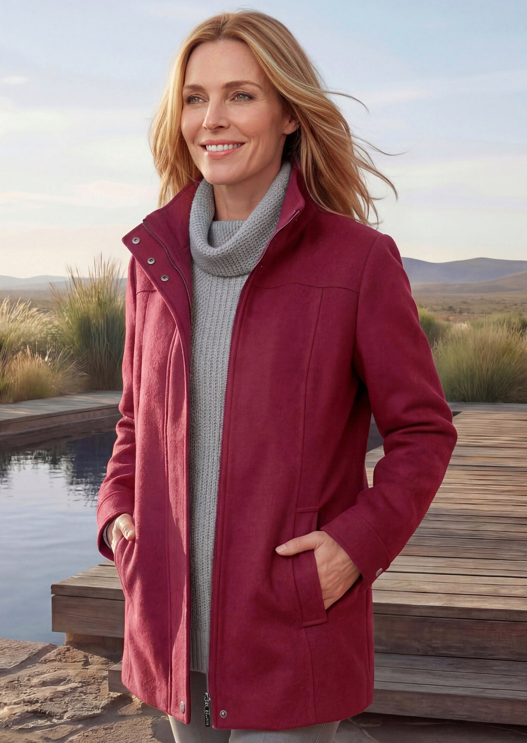 GOLDNER Kurzjacke »Kurzgröße Longjacke mit Stehkragen« Passformnähte im Vorderteil
