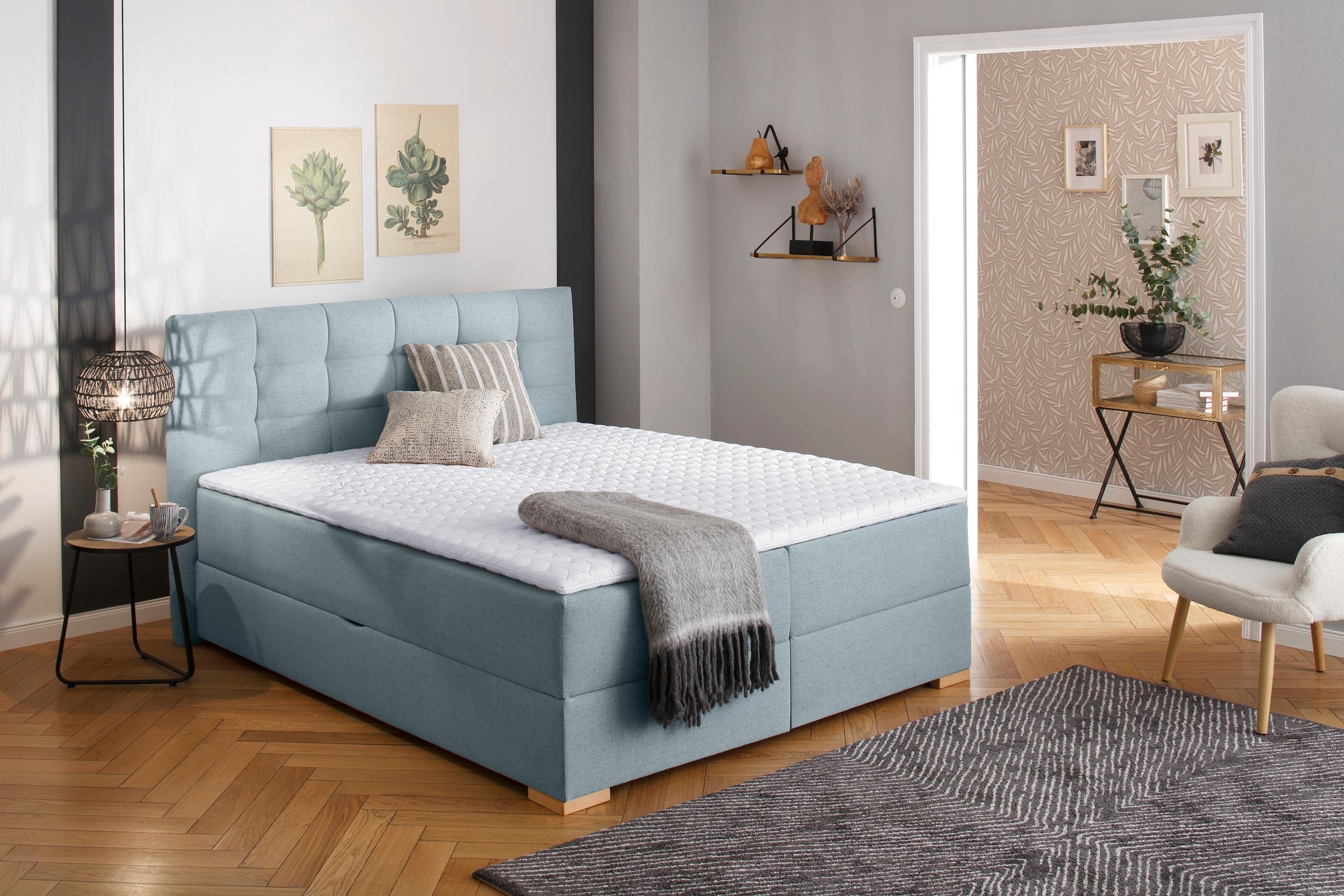 Home affaire Boxbett "Olivet mit Bettkasten" in 4 Farben, 4 Breiten, 2 Matratzenarten, auch in Überlänge 220 cm