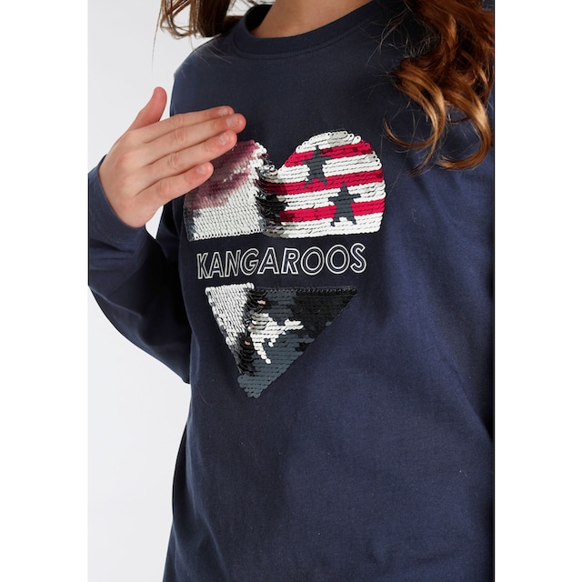 KangaROOS Langarmshirt »Herz«, mit Wendepailletten | BAUR