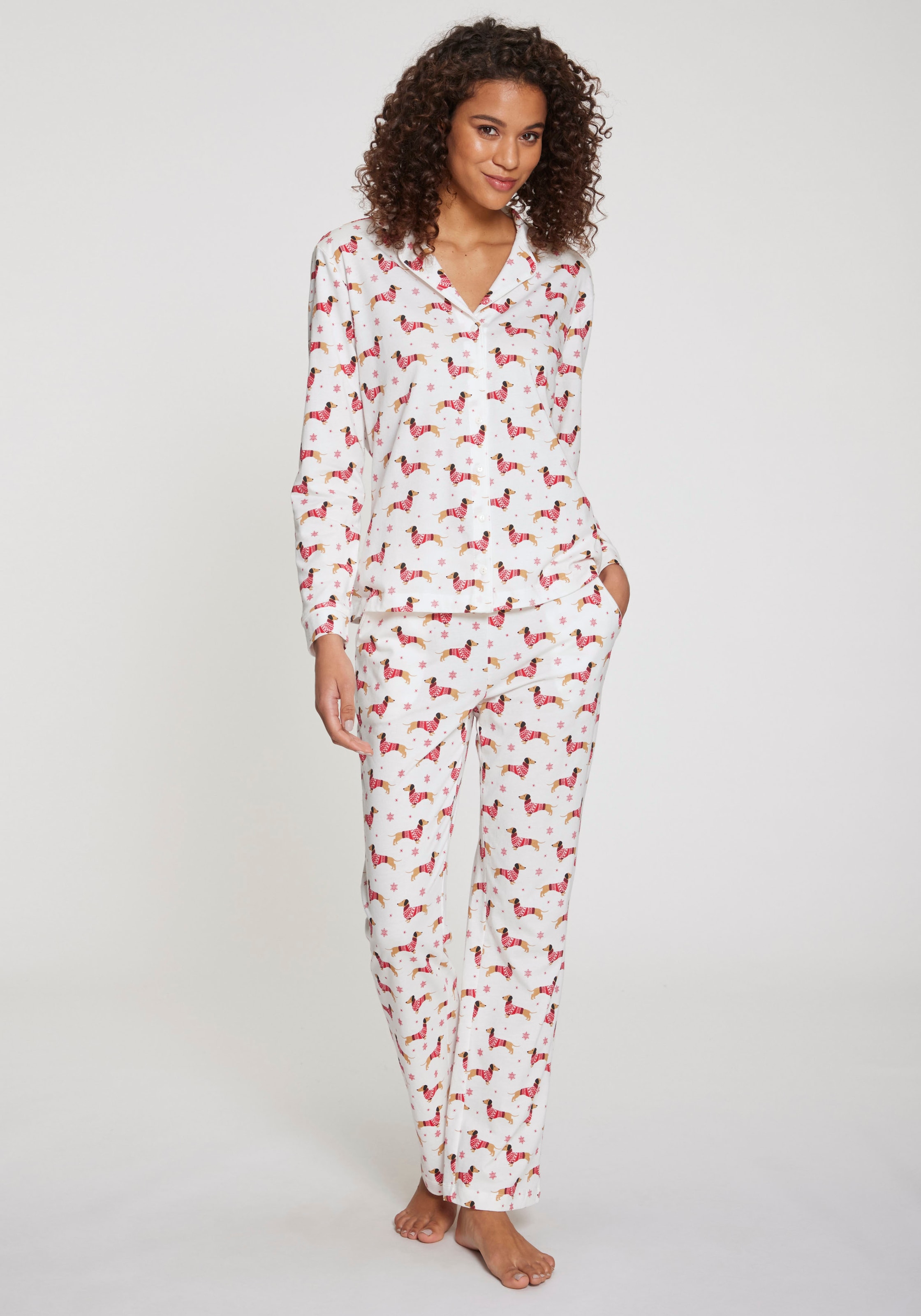 LASCANA Pyjama Set, 2 Stk. tlg., mit Alloverprint