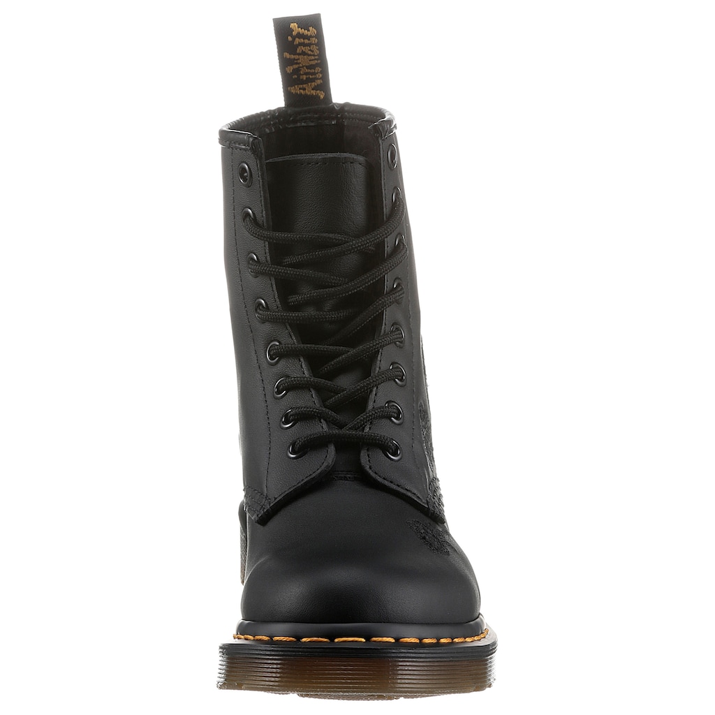 DR. MARTENS Schnürboots »Vonda Mon 8-Eye Boot«, Schnürschuh, Stiefelette mit monochromer Rosen-Stickerei