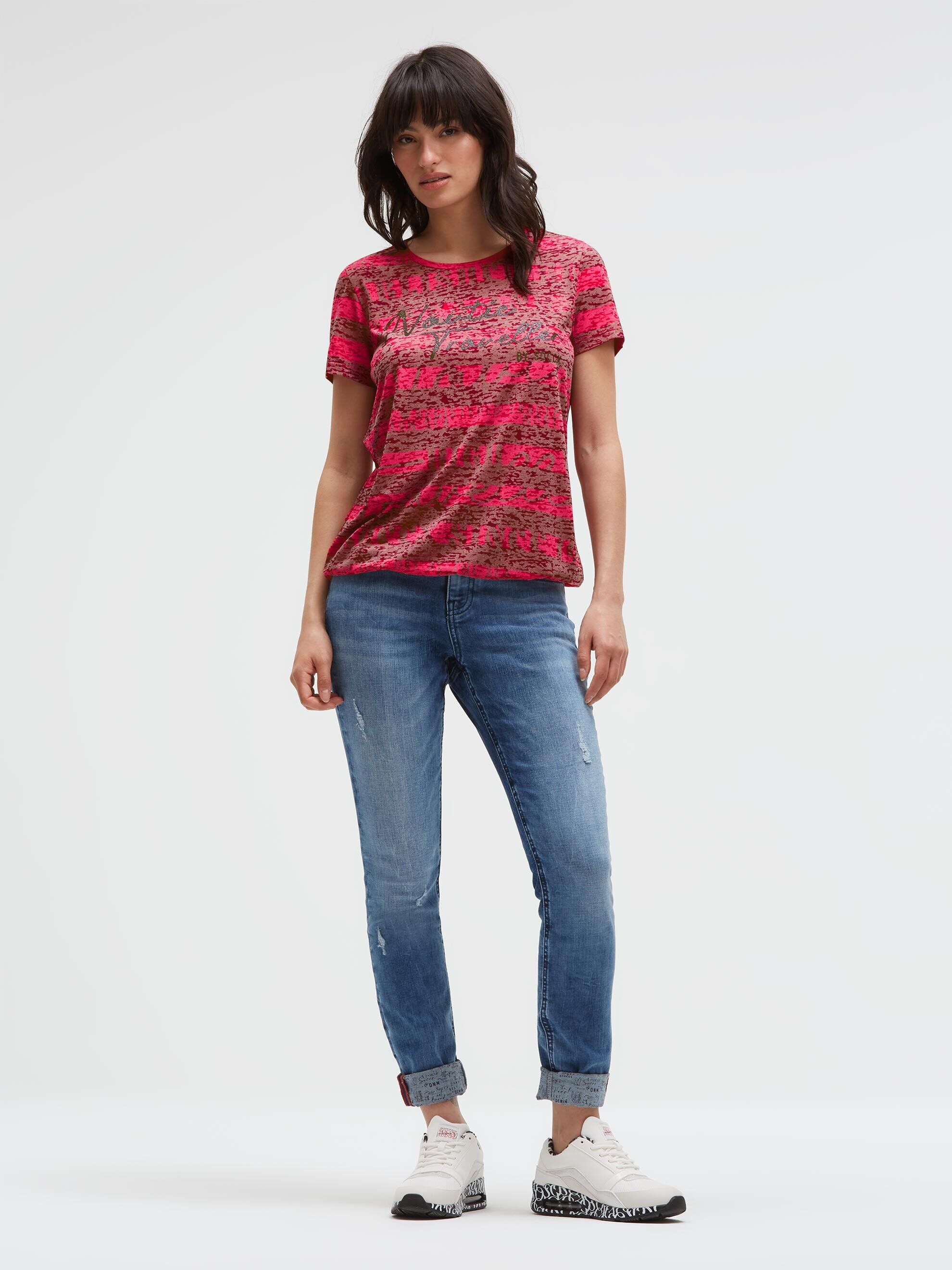 SOCCX Rundhalsshirt mit Gummizug im Saum