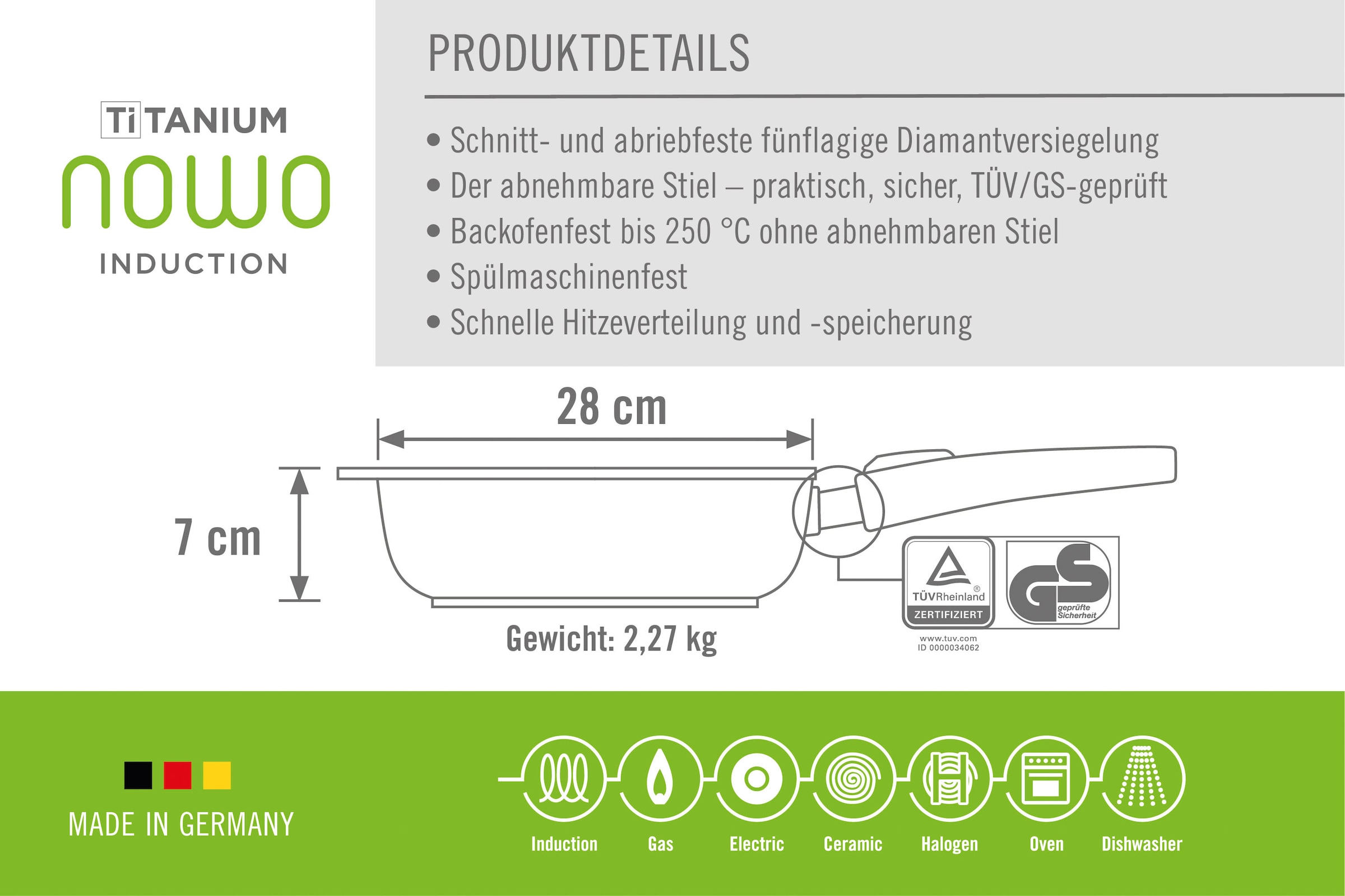 WOLL MADE IN GERMANY Bratpfanne »Nowo Titanium«, Aluminiumguss, (1 tlg.), Induktion, Made in Germany