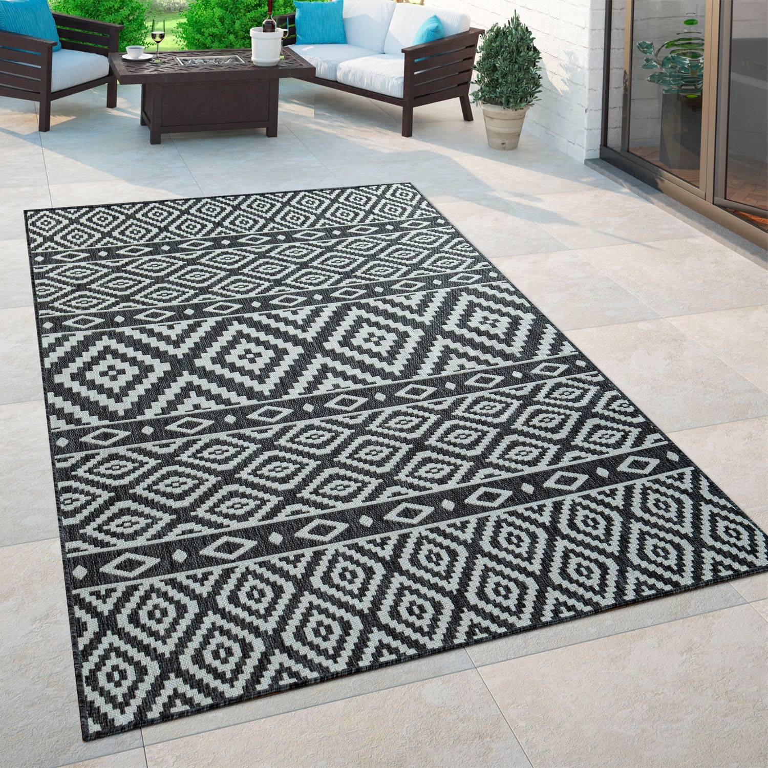 Paco Home Teppich "Coco 201" rechteckig 4 mm Höhe Flachgewebe, Rauten Desig günstig online kaufen