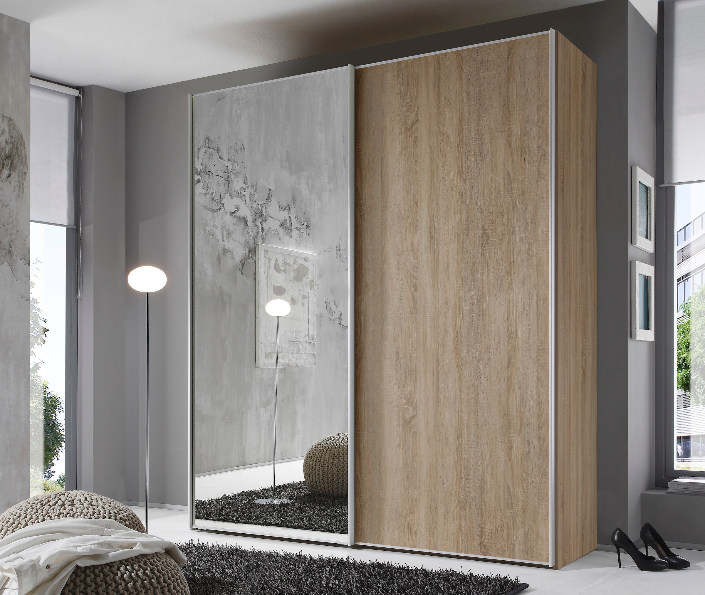 STAUD Schwebetürenschrank »Sinfonie Plus, edles Design in hochwertiger Qualität, Made in Germany«, Mit Spiegeltüre und vier verschiedenen Ausstattungsvarianten