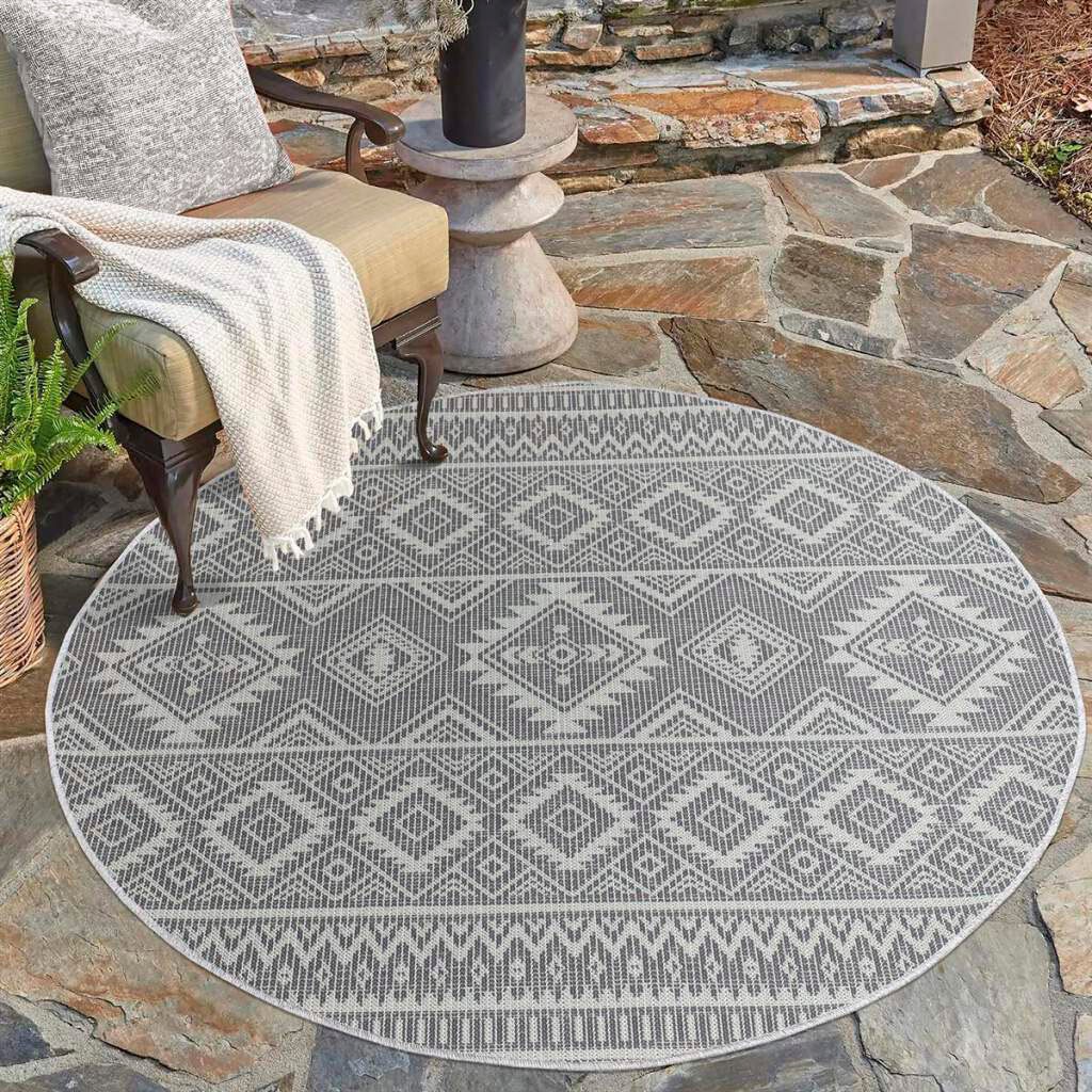 Carpet City Outdoorteppich "PALM3522" rund 5 mm Höhe Wetterfest & UV-bestän günstig online kaufen