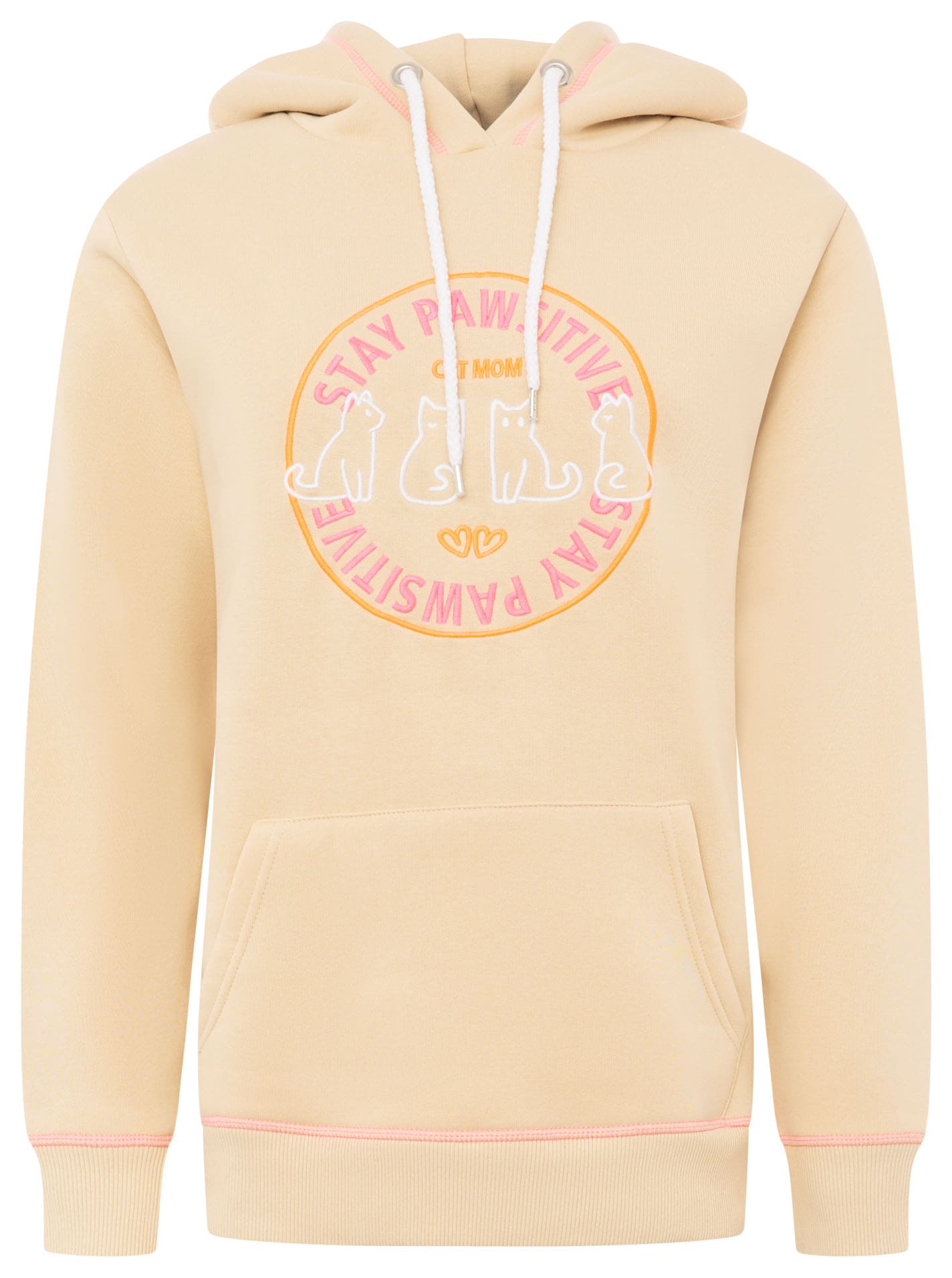 Zwillingsherz Hoodie »"Cat Mom"«, mit aufgesticktem Katzenmotiv und Kontrastnähten
