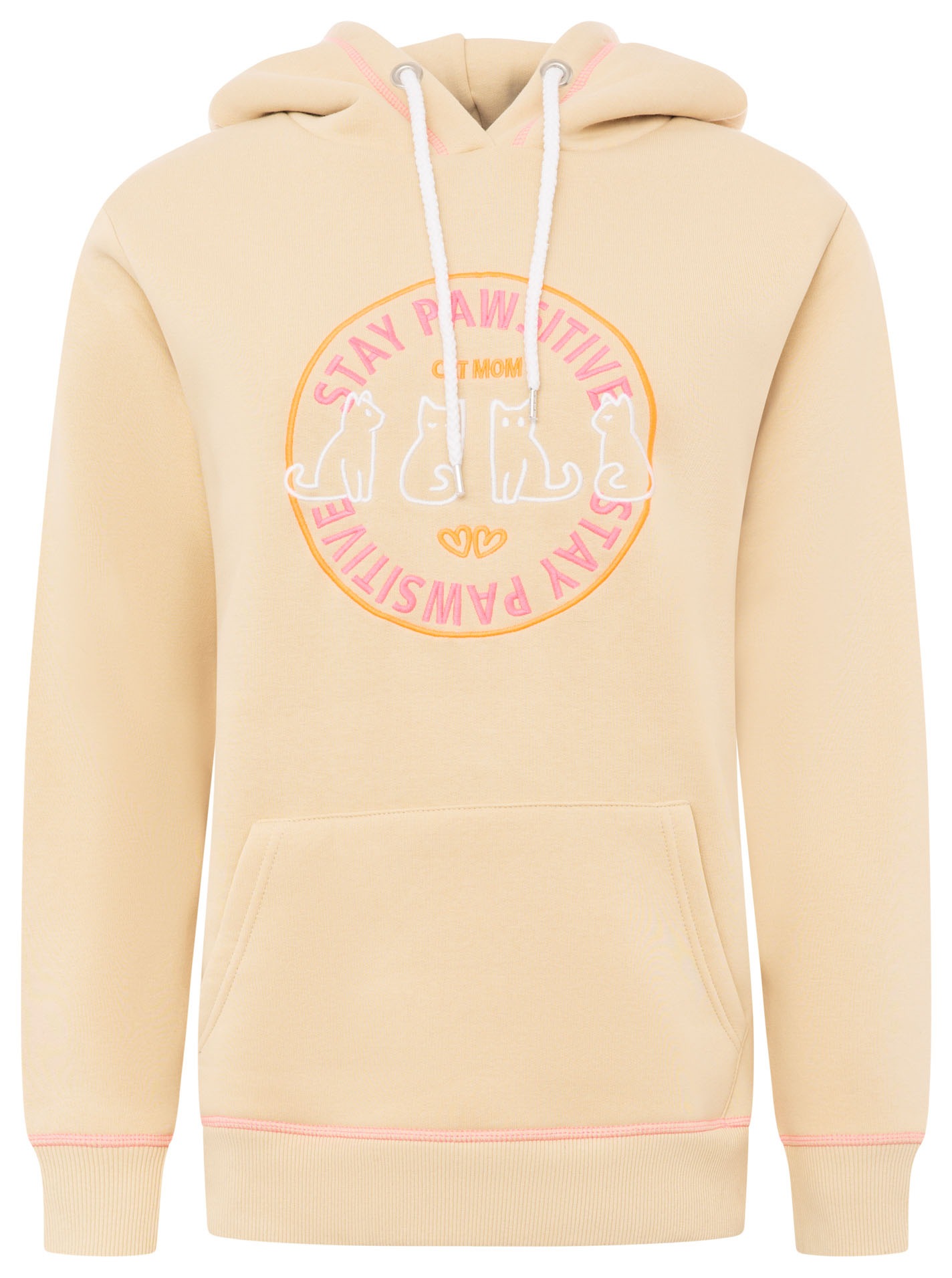 Zwillingsherz Hoodie ""Cat Mom"", mit aufgesticktem Katzenmotiv und Kontras günstig online kaufen