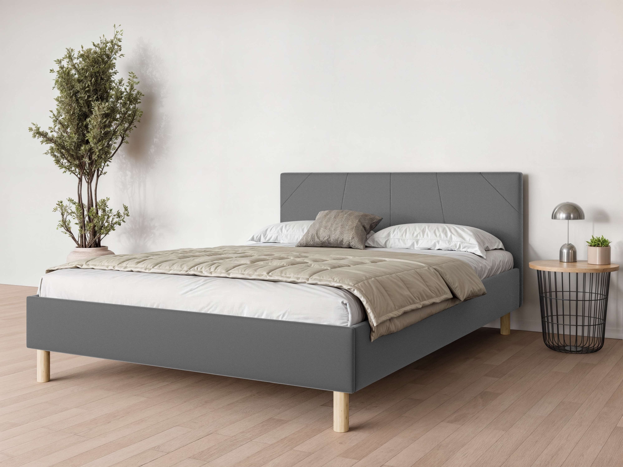 Home affaire Collection Polsterbett "Albybyn, Bettgestell mit Kopfteil und Lattenrost, in 2 Breiten" ohne Bettkasten und Matratze, in 2 Breiten- 140 und 160 cm