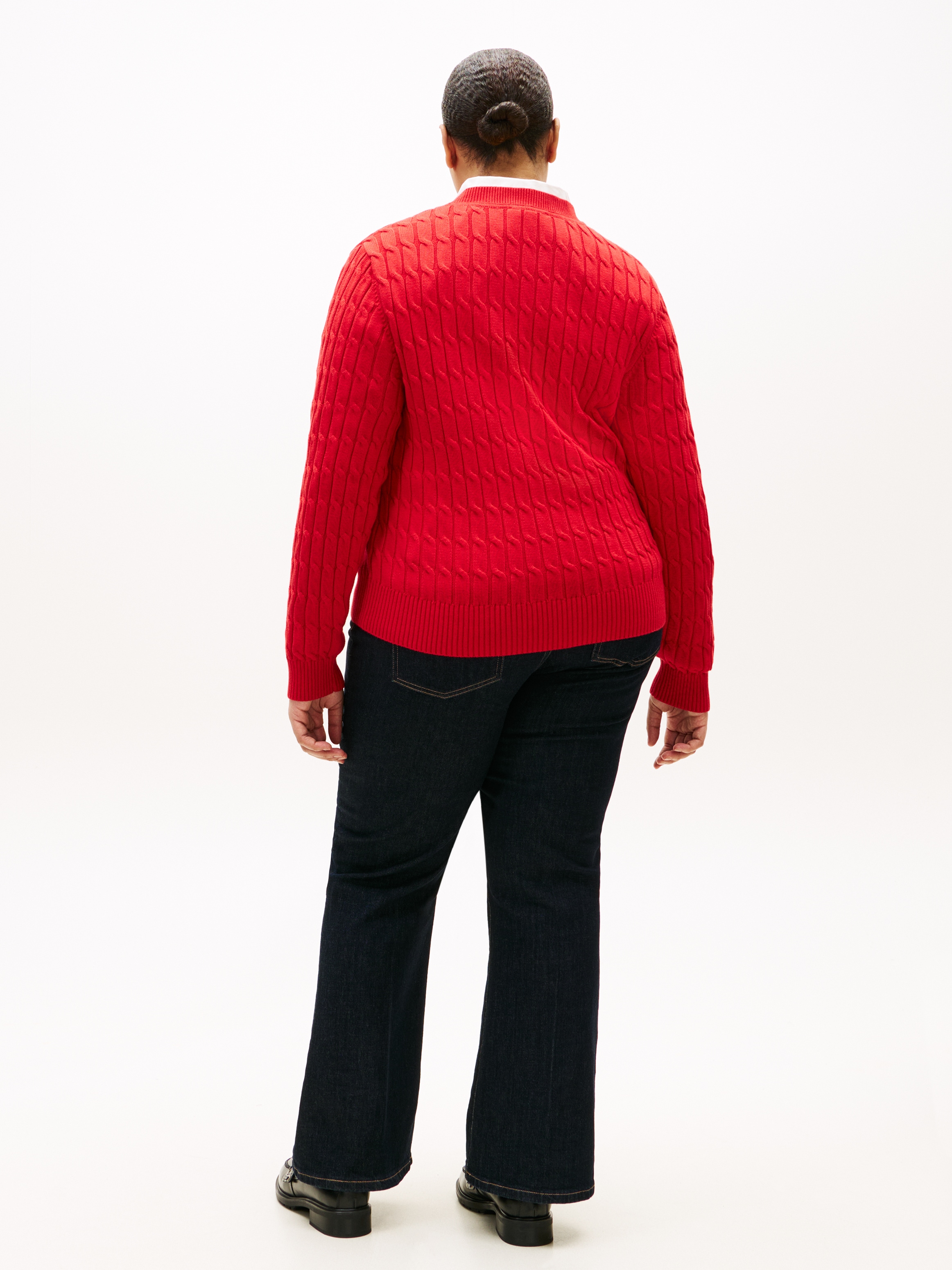 Tommy Hilfiger Curve Rundhalspullover »CRV CO CABLE MID GG C-NK LS SWT«