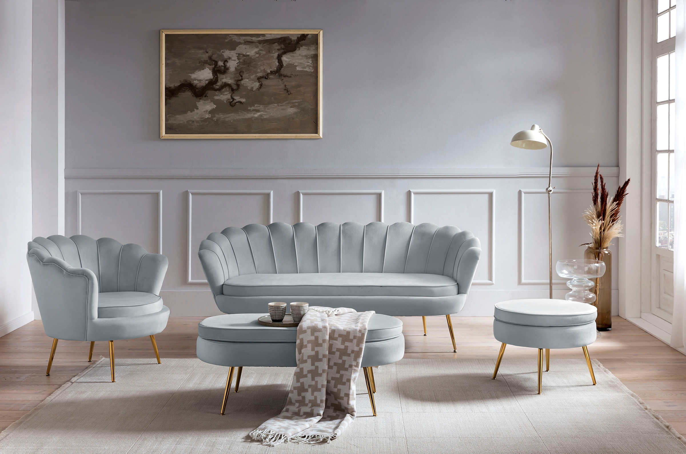 SalesFever Polsterhocker »Clam«, mit hohem Sitzkissen